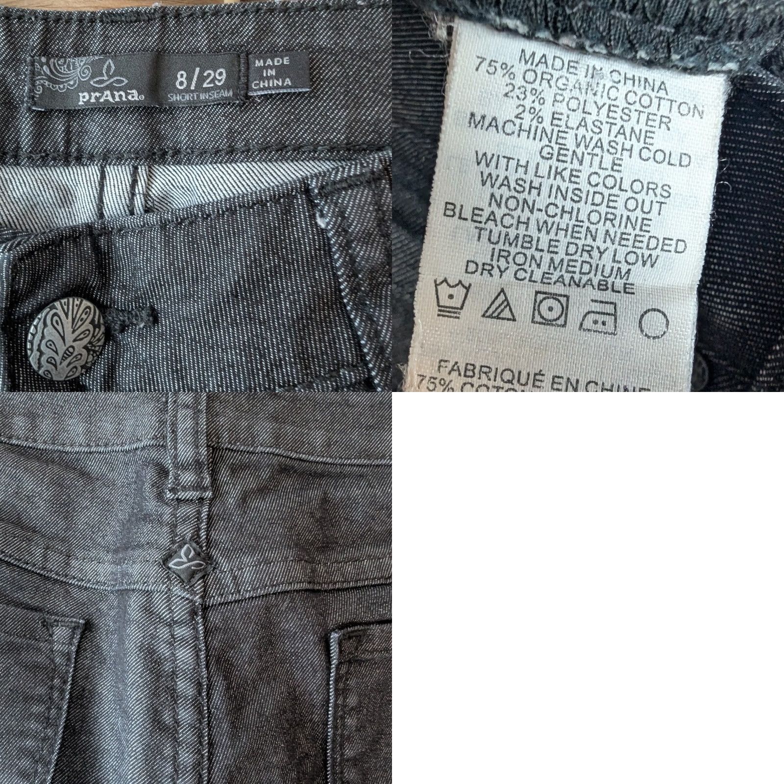Prana Prana Kara Jeans Charcoal Grey Stretch Denim Tapered Leg Womens Sz 8/29 Short Size 29" - 8 Thumbnail