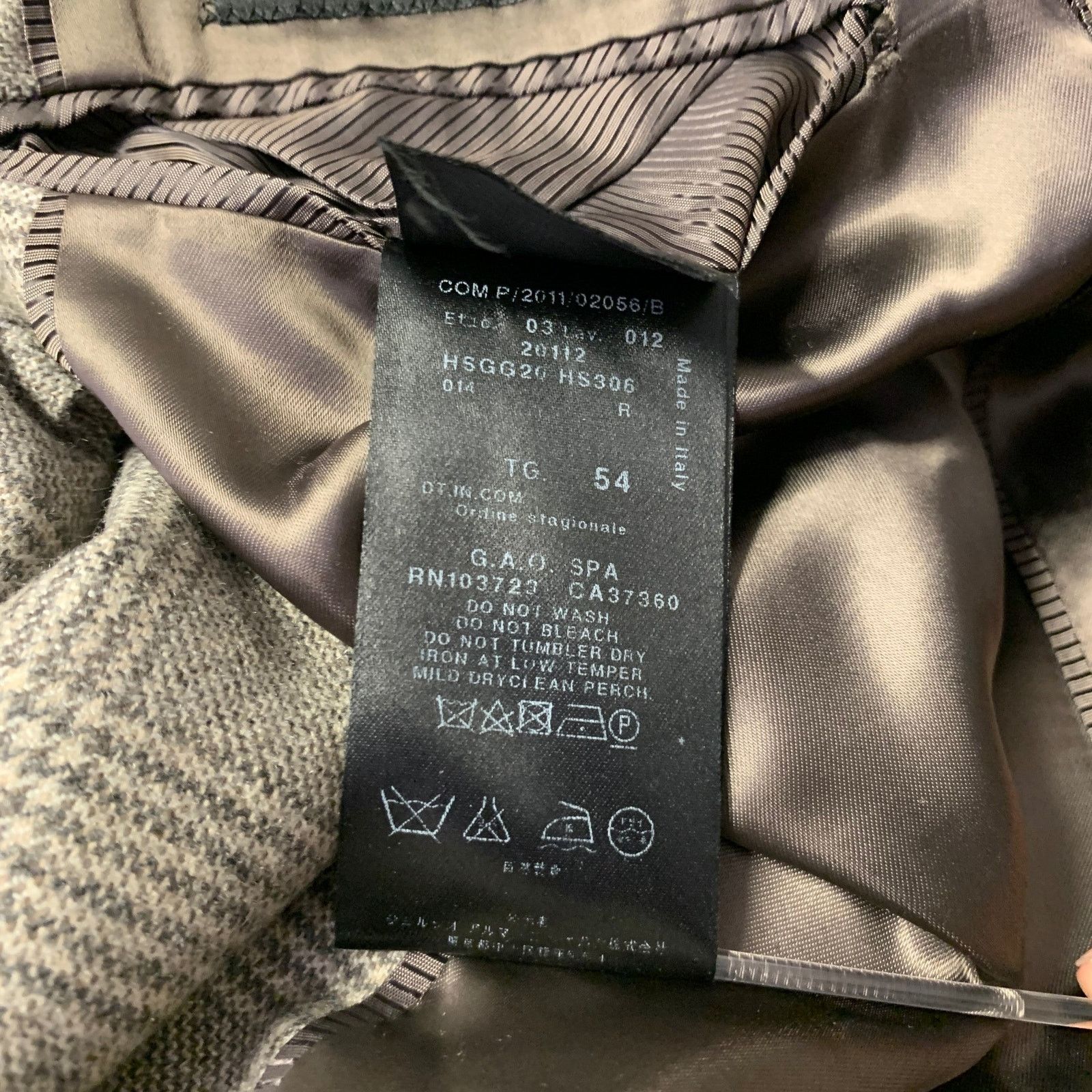 Giorgio Armani GIORGIO ARMANI 44R Grey Beige Glen Check Cashmere/Silk SC Size 44R - 6 Thumbnail