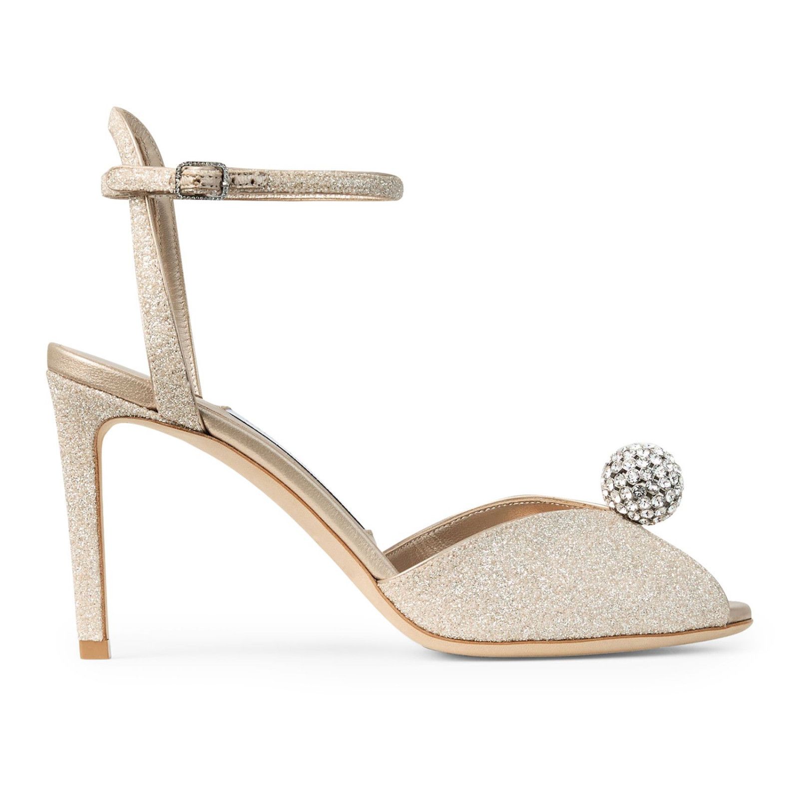 JIMMY CHOO Sacora 85mm Light Soft Gold Sandals New & Authent