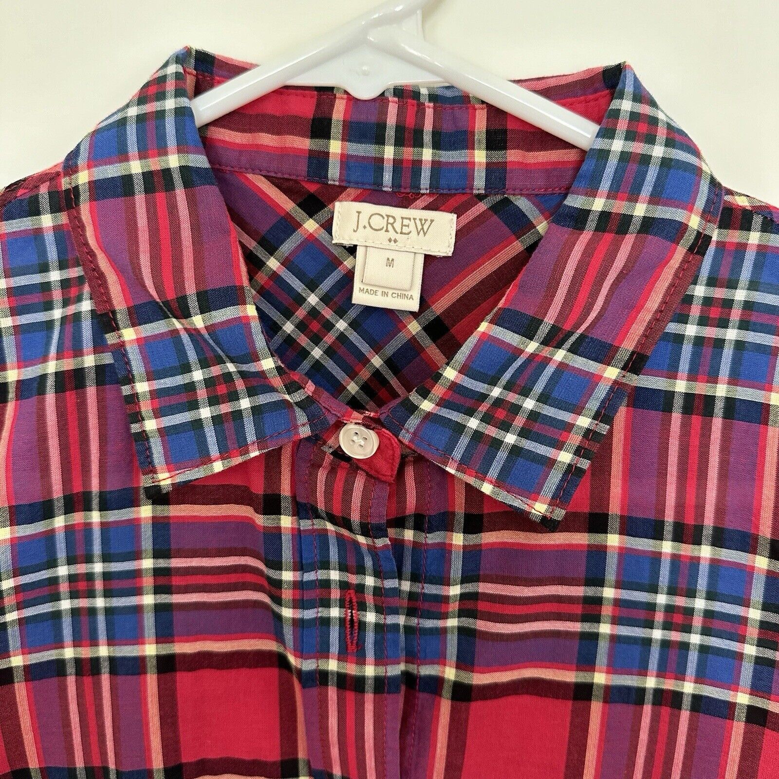 J.Crew J.Crew Women Red White Blue Plaid Shirt Cotton Size M Size M / US 6-8 / IT 42-44 - 2 Thumbnail