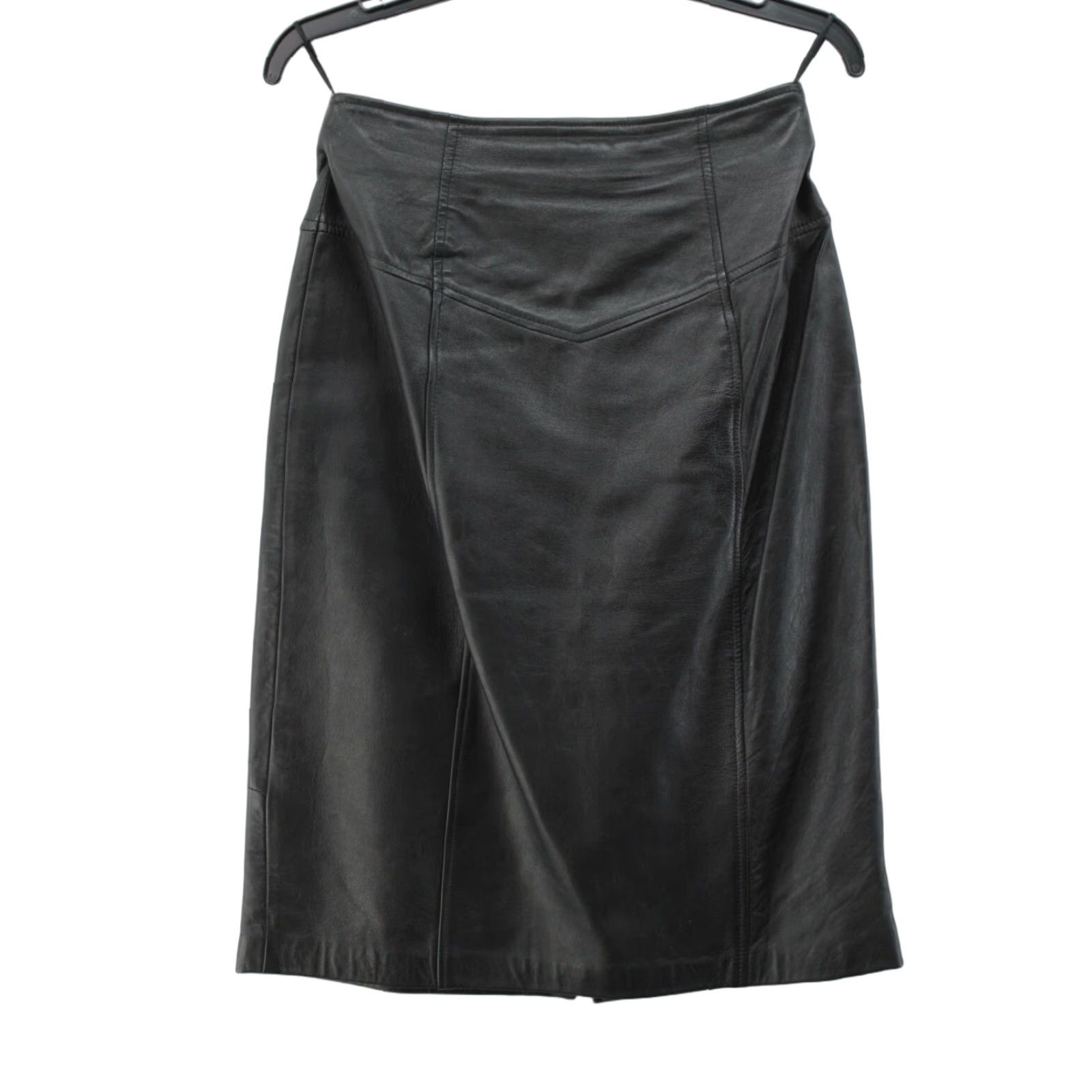 Vintage VINTAGE Hasting & Smith Leather Skirt Black Size 12 Women Mini Knee Length Gothic 80s 90s Disco Party Autumn Winter Spring Summer Womens Size 34" / US 12 / IT 48 - 1 Thumbnail