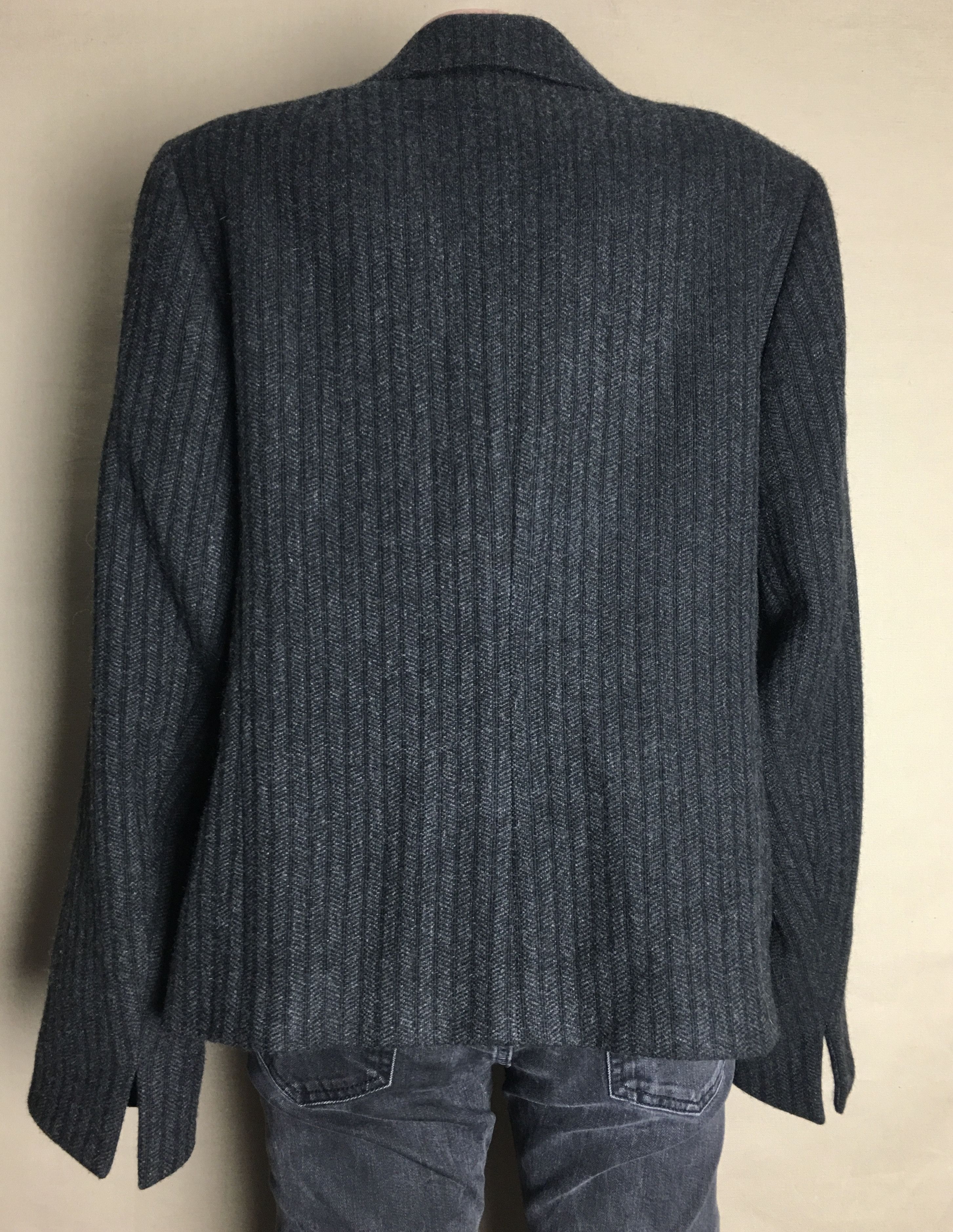 Akris AKRIS Cashmere Grey Striped Blazer Jacket EU44 US14 Size XL / US 12-14 / IT 48-50 - 2 Thumbnail