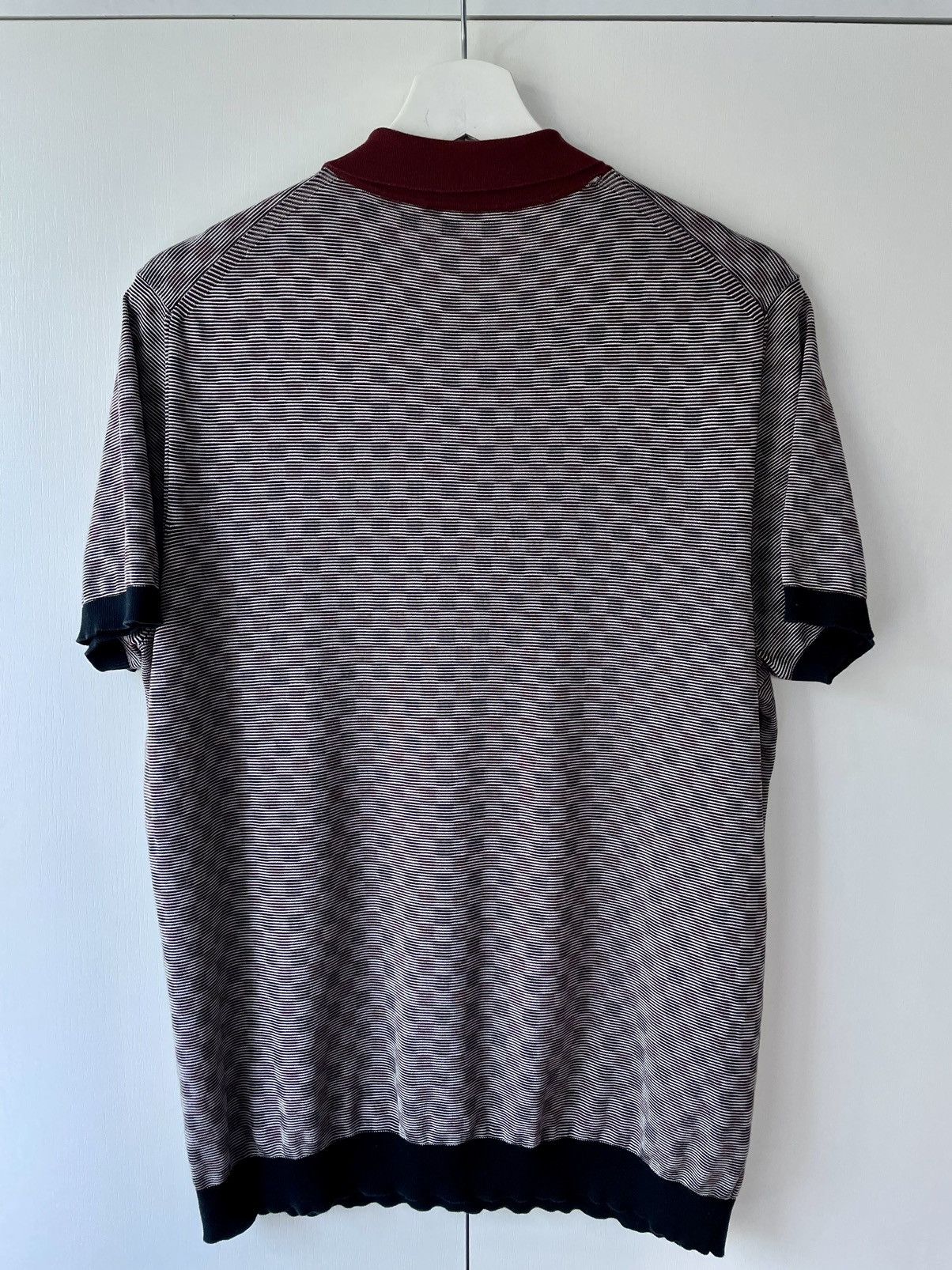 Prada Prada Multi Knit Textured Silk Stretch Polo Shirt Size 52 Size US L / EU 52-54 / 3 - 2 Thumbnail