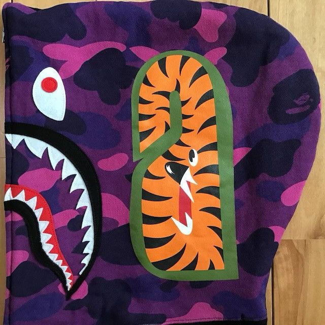 Bape BAPE Black x purple camo shark full zip hoodie a bathing ape Size US M / EU 48-50 / 2 - 5 Thumbnail