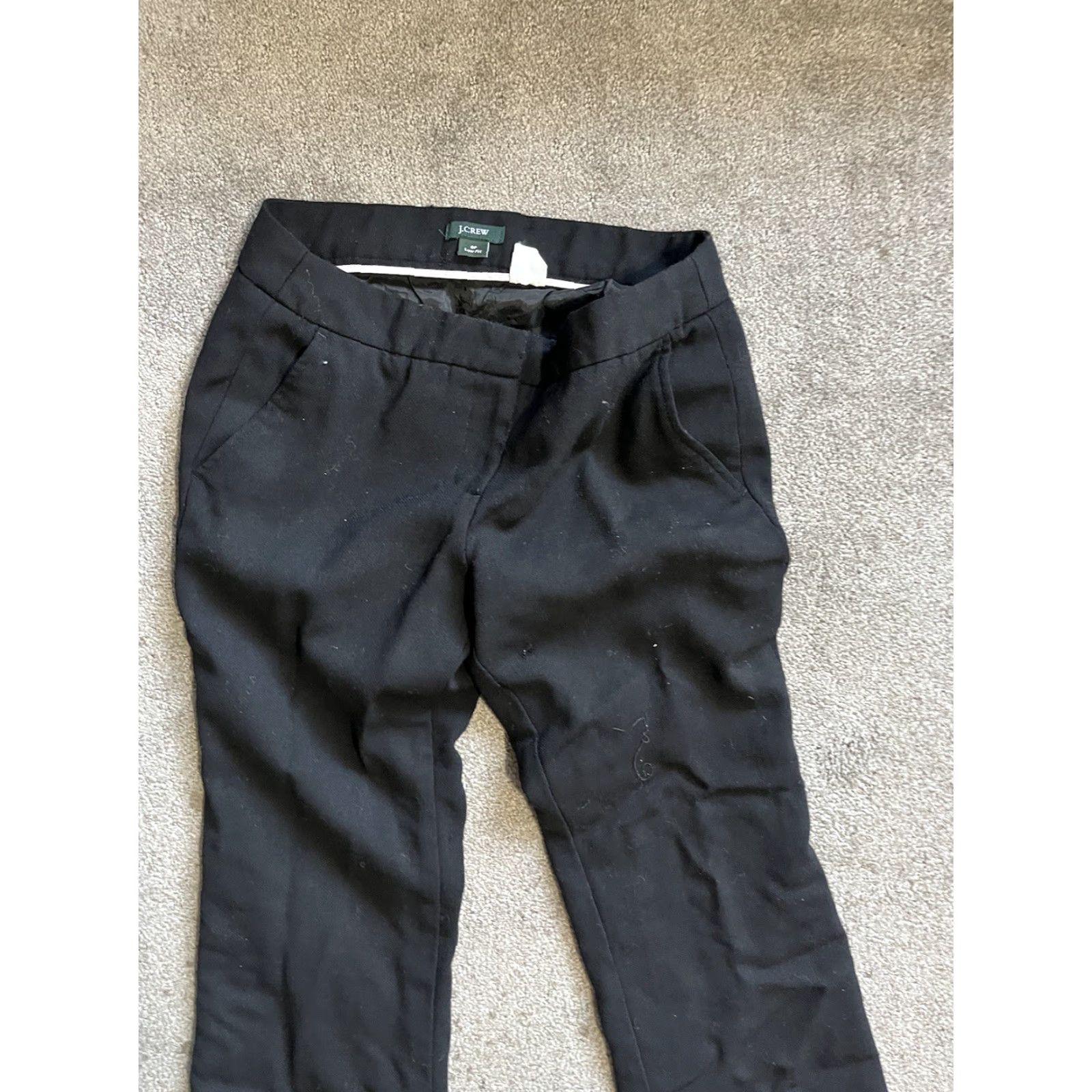 J.Crew j.crew Womens Petite 0P Wool Dress Pants Solid Black Straight Leg Size 25" / US 0 / IT 36 - 2 Thumbnail