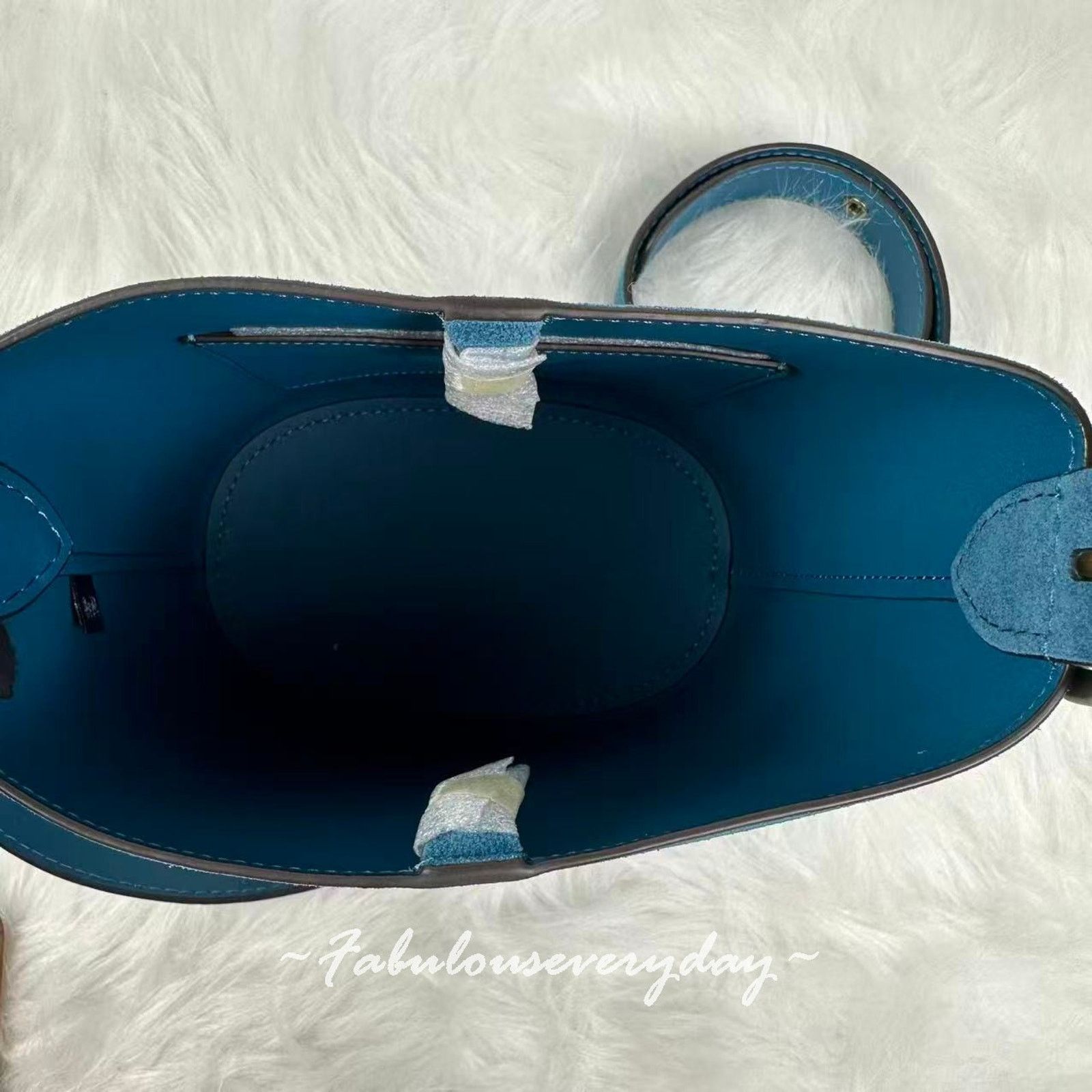 Coach Coach Bleecker Bucket Bag 21 Crossbody Suede/Brass/Sea Blue Size ONE SIZE - 10 Thumbnail