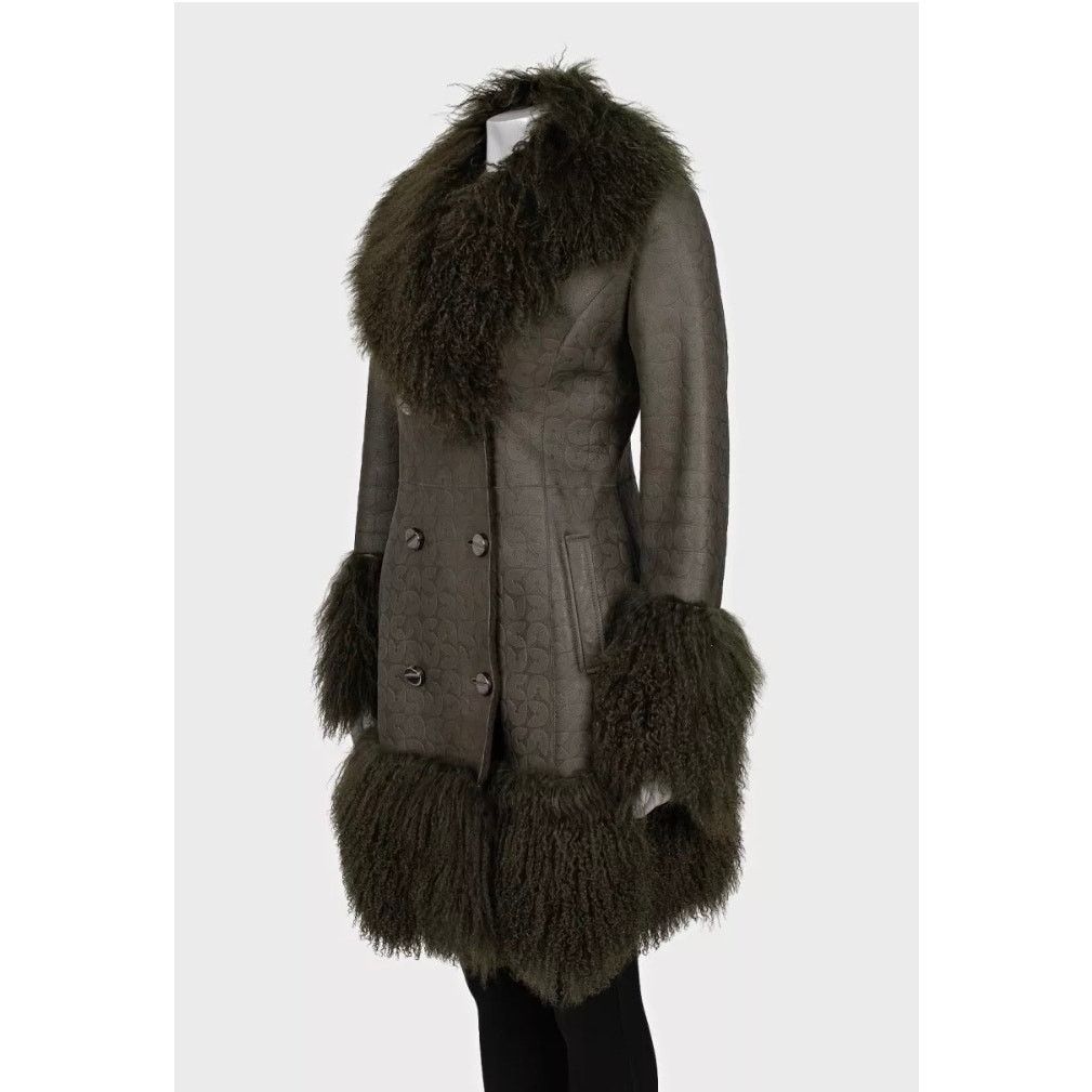 Gianfranco Ferre Ferre Green Shearling Coat Fur Insets IT42 Size M / US 6-8 / IT 42-44 - 2 Thumbnail