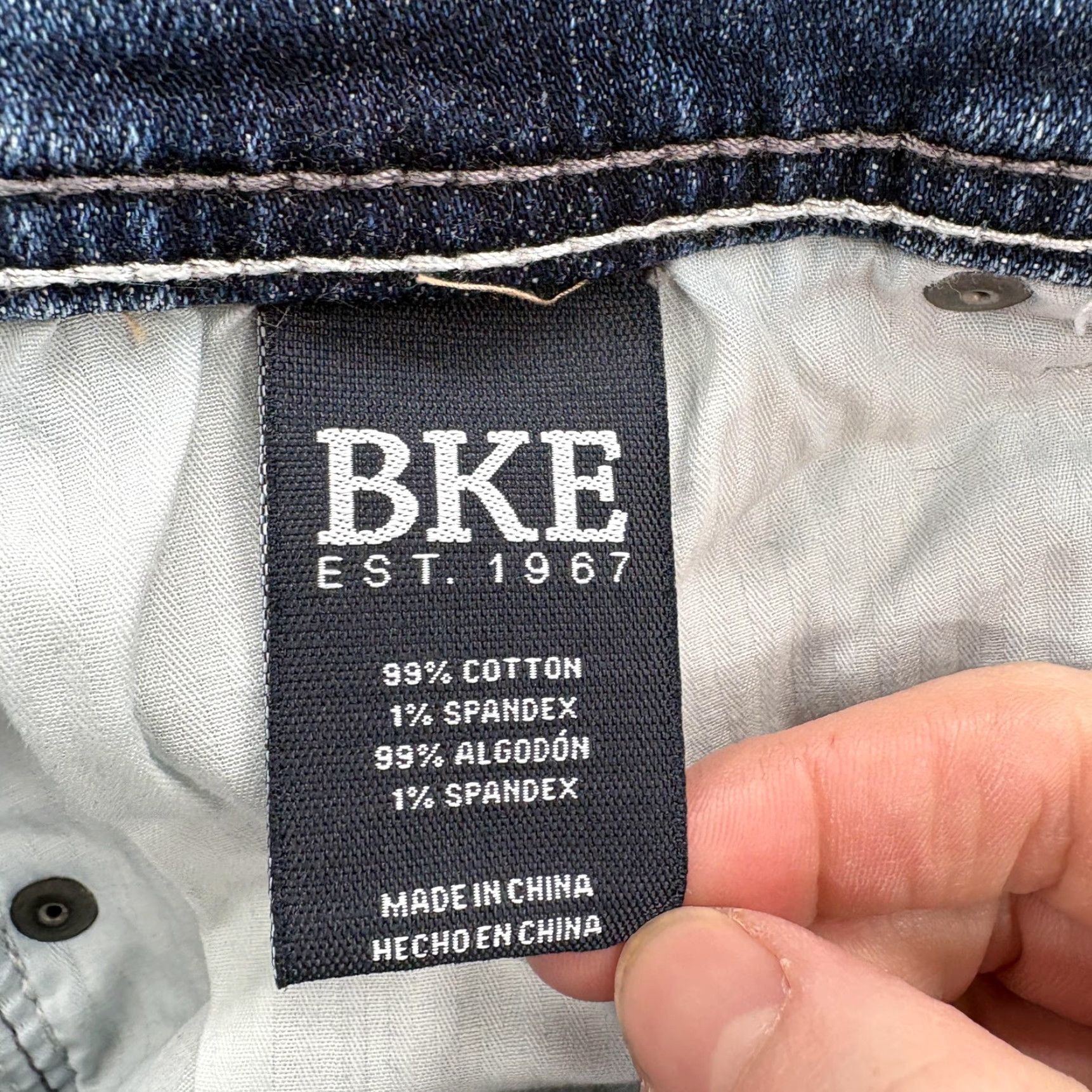 BKE Ethan Jeans Mens 33x32 Blue Medium Wash Straight Stretch Denim Grunge