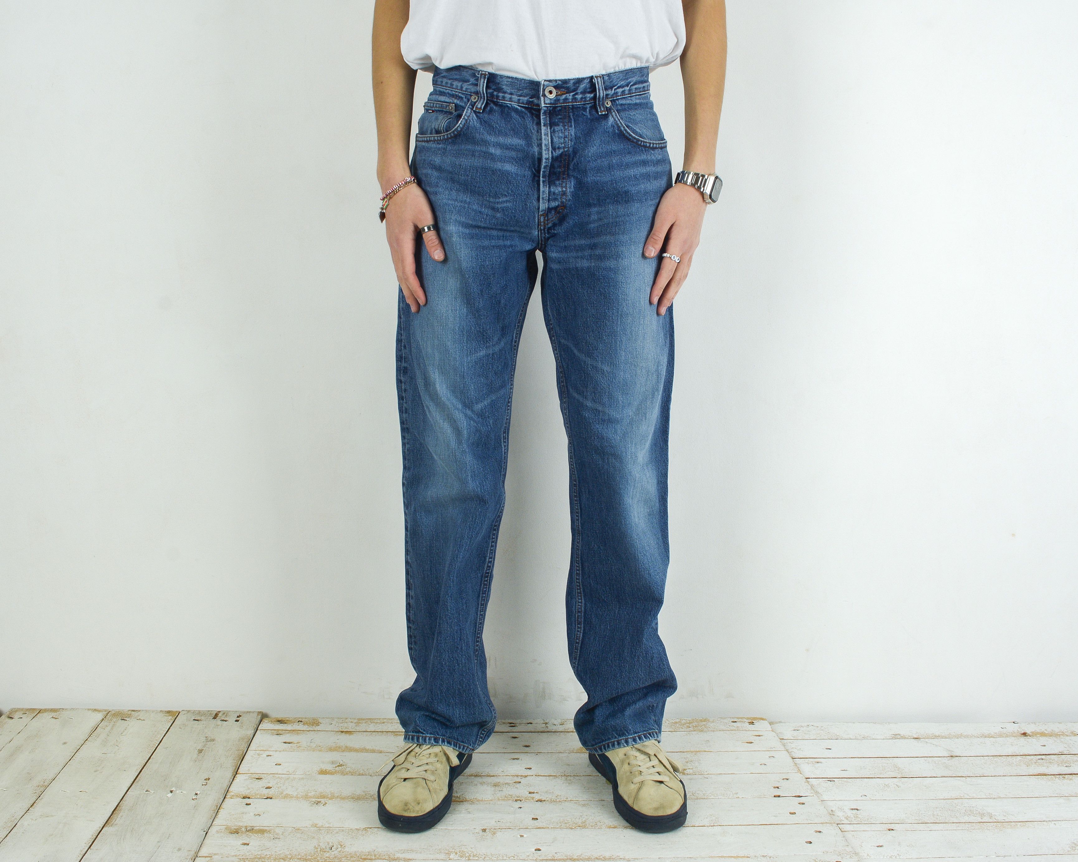 Tommy Hilfiger Flag Men W36 L34 Regular Straight Jeans Denim Pants Trousers Size US 36 / EU 52 - 1 Thumbnail