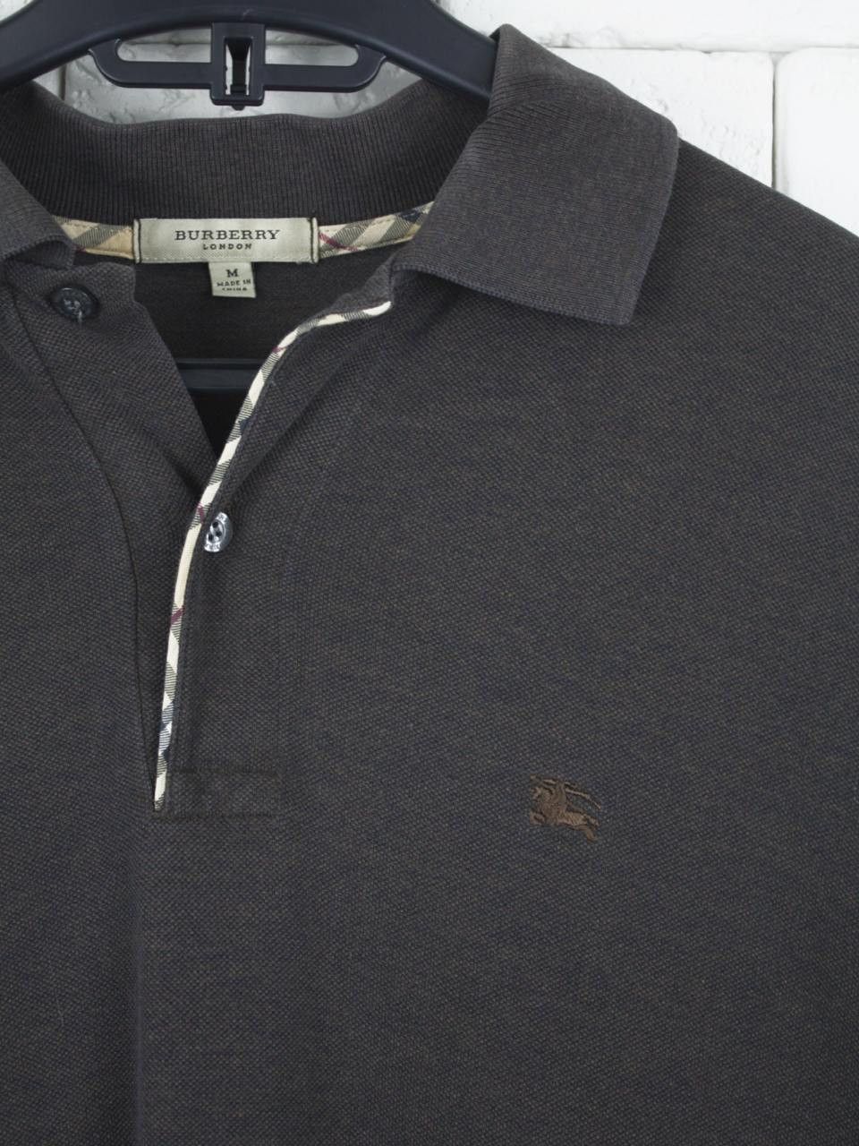 Burberry Burberry London Polo Shirt Long Sleeve Dark Brown Vintage Size US M / EU 48-50 / 2 - 3 Thumbnail