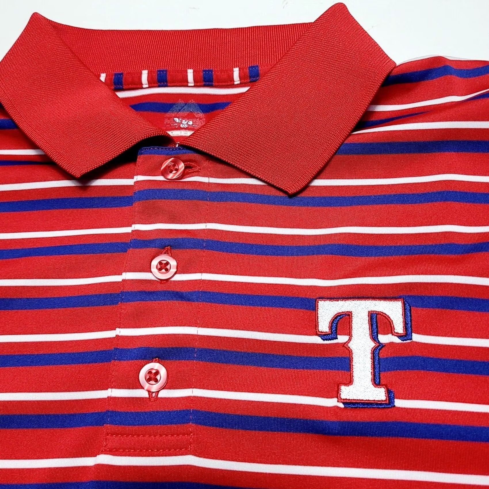 Vintage Majestic Texas Rangers Baseball Polo Men L Red Striped MLB Coolbase Size US L / EU 52-54 / 3 - 3 Thumbnail