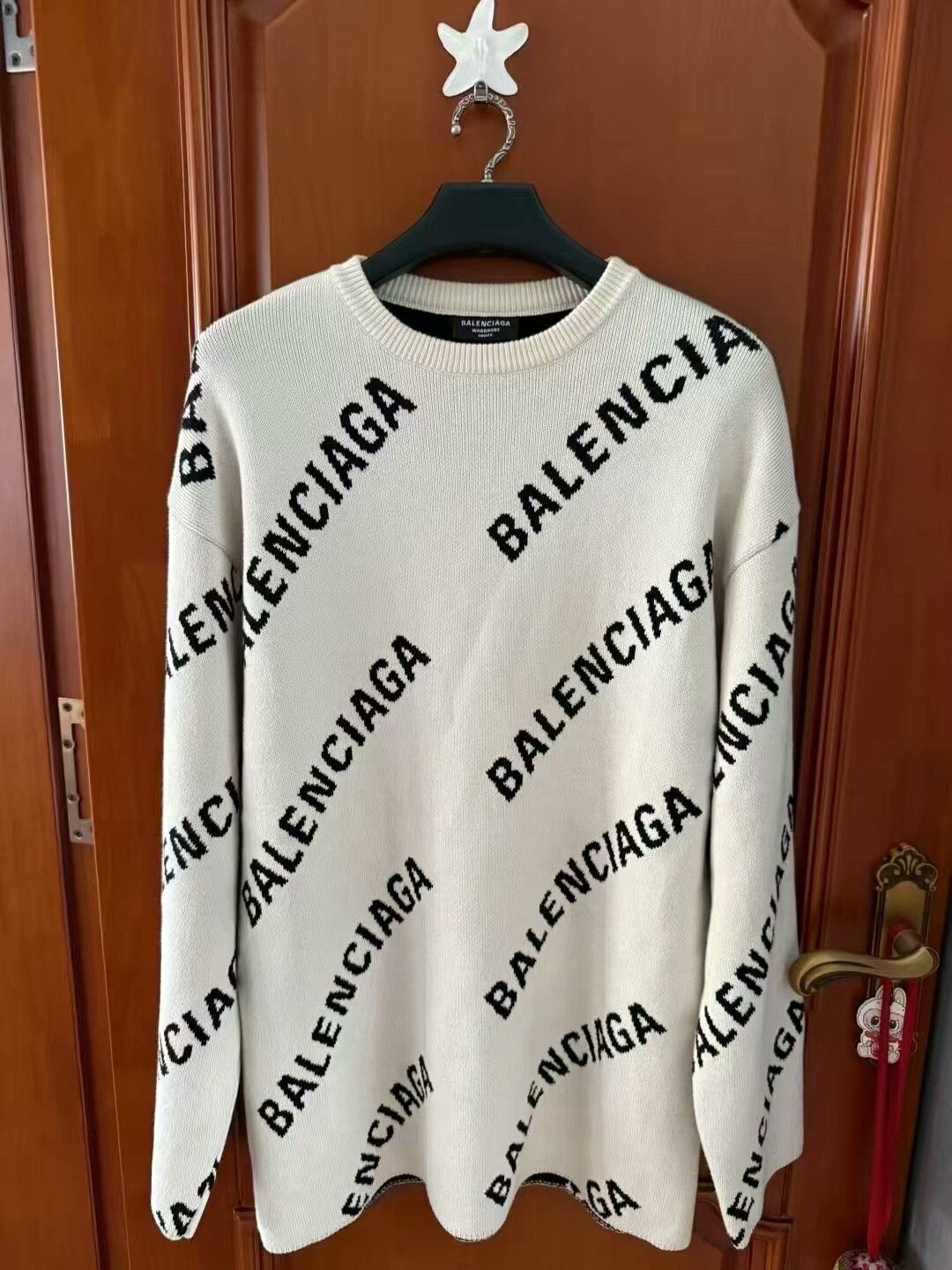 balenciaga beige printed pullover sweater size s