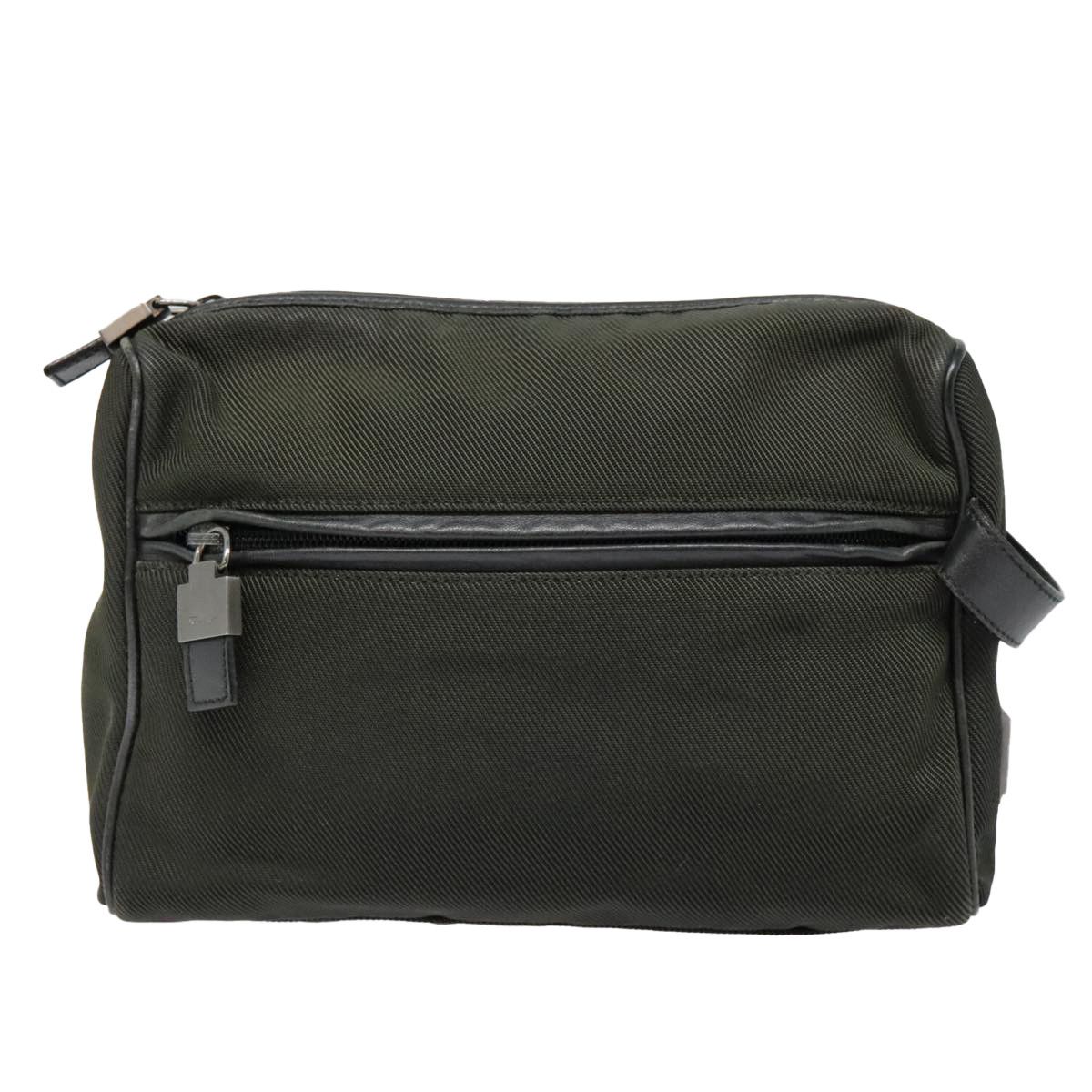 Khaki Canvas Clutch Bag (Pre-Owned)