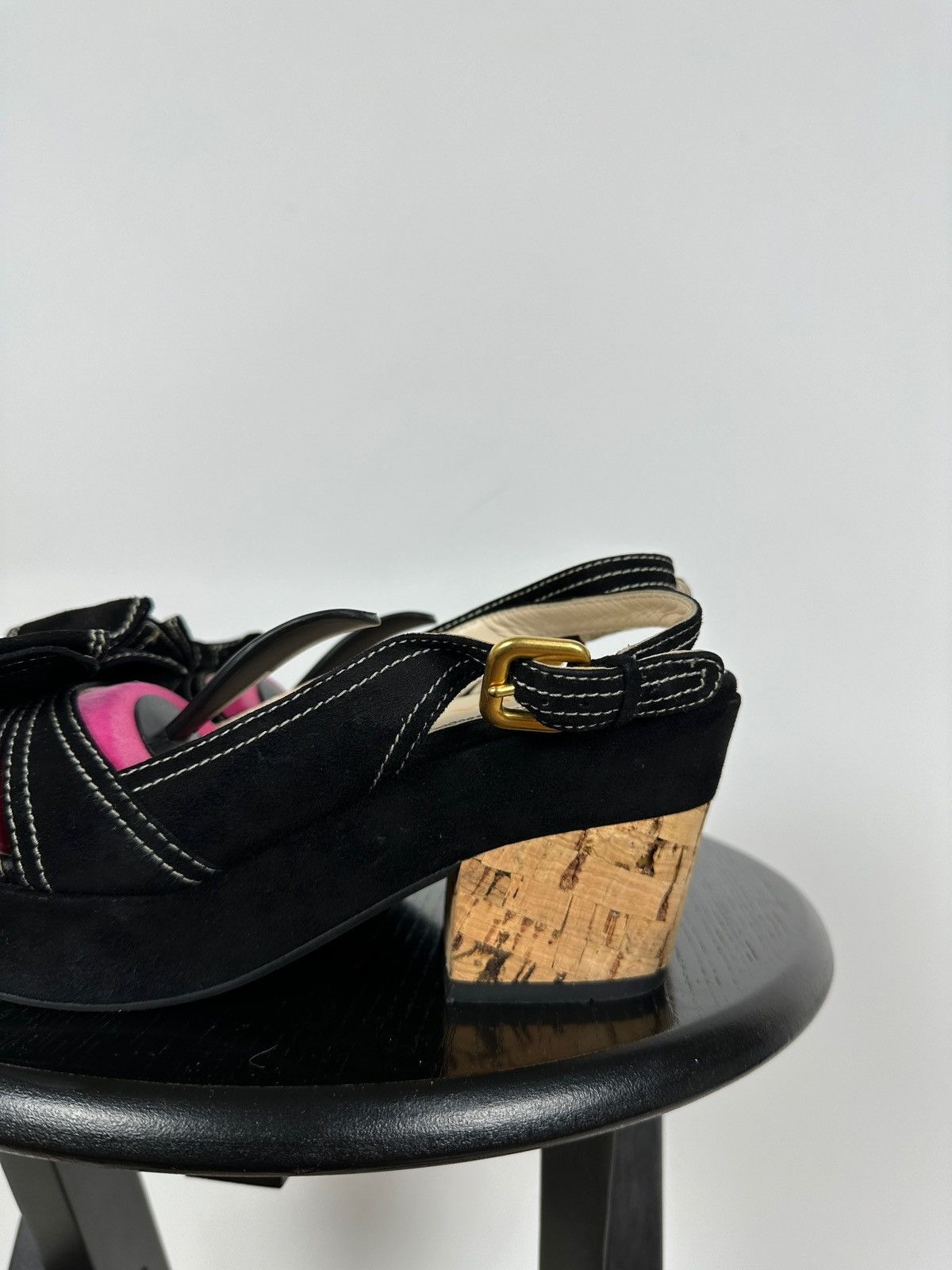Prada Prada Black Suede Leather Bow Platform Sandals Size US 8 / IT 38 - 13 Thumbnail