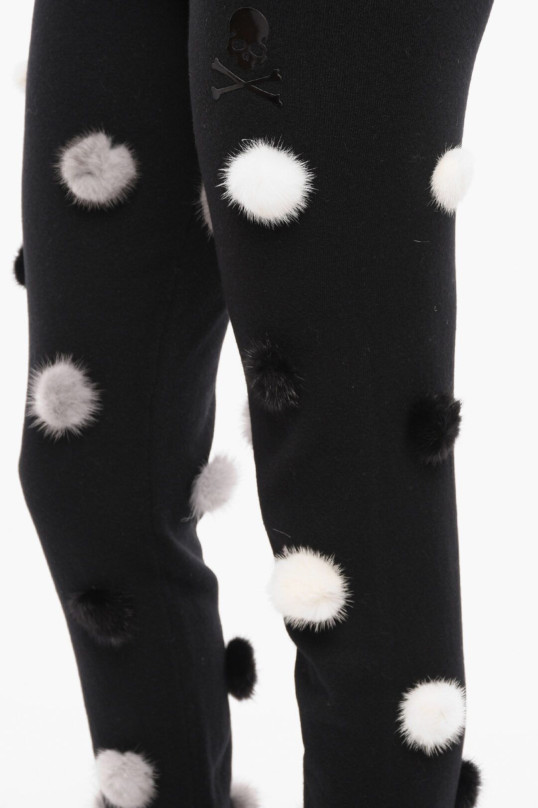 Philipp Plein og1mm0824 Wool Blend Sweatpants With Fur Pon Pon in Black Size 27" / US 4 / IT 40 - 3 Thumbnail