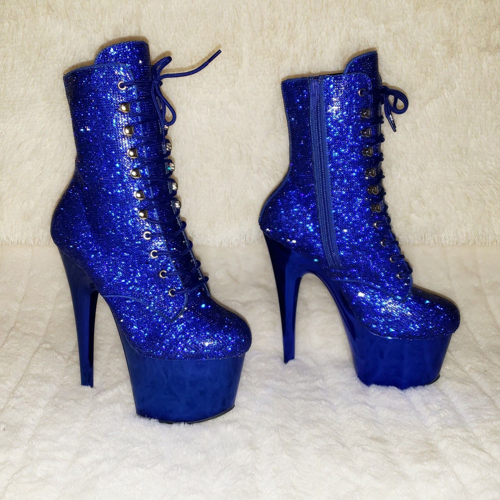Other Adore 1020CHRS Blue Bejeweled Rhinestone 7" High Heel Platfo Size US 10 / IT 40 - 6 Thumbnail