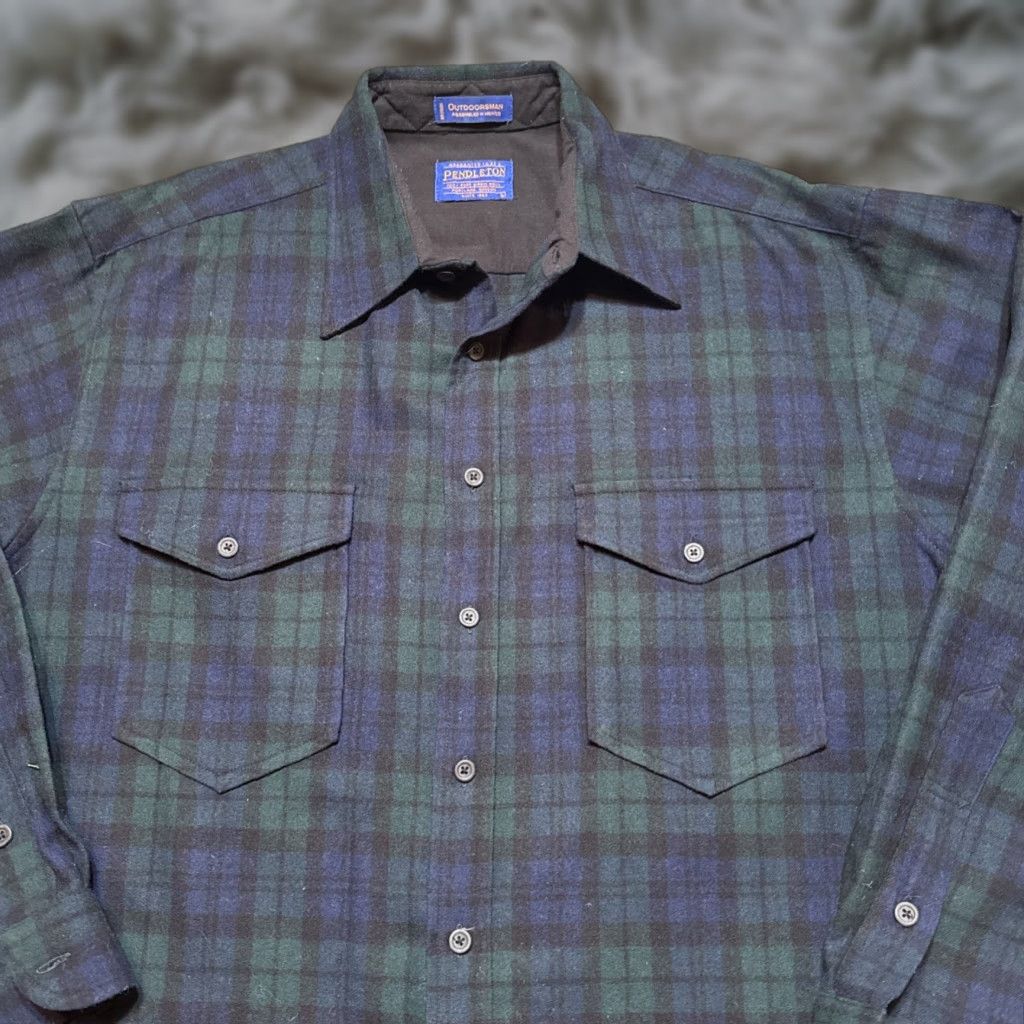 Pendleton VINTAGE Pendleton Wool Flannel Outdoorsman Shirt Mens L Green Plaid Tartan Size US L / EU 52-54 / 3 - 1 Thumbnail