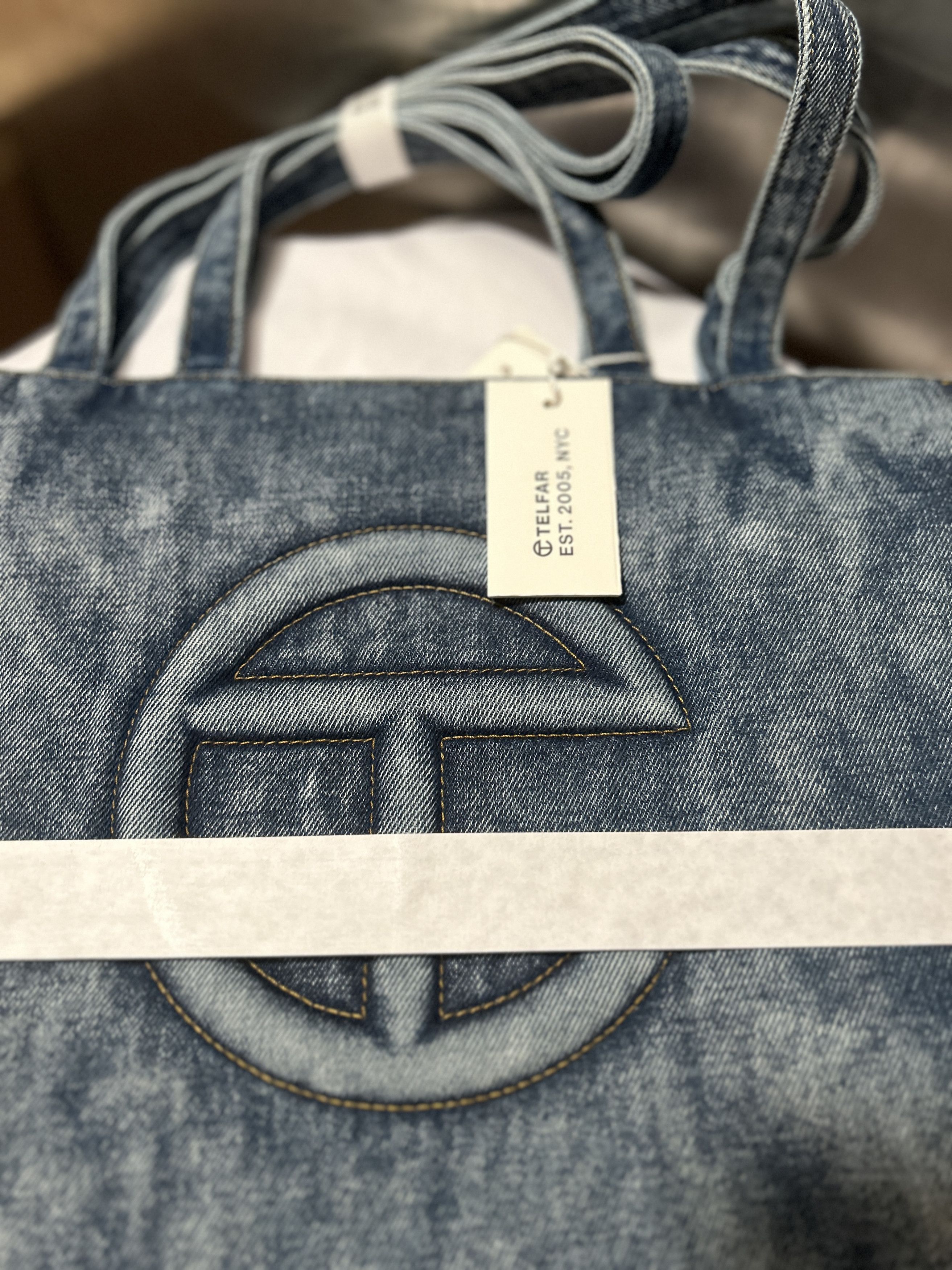 Telfar Medium Denim Shopper - Blue Size ONE SIZE - 2 Thumbnail