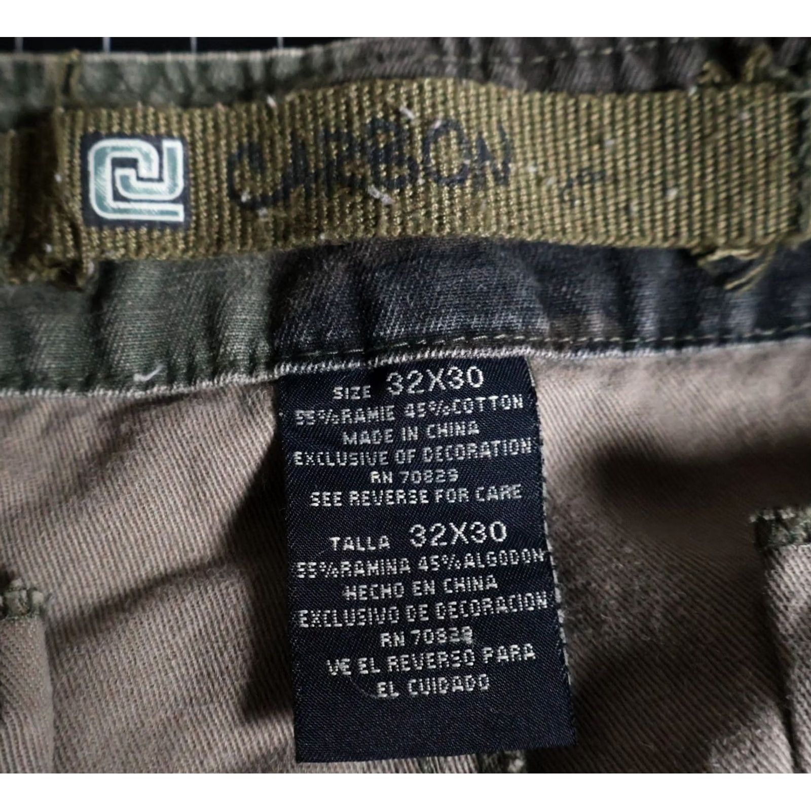 Carbon VTG Carbon Camouflage Cargo Pants Men's 32 x 28 Wide-Leg 10" Leg Opening Regular Inseam 28" Ramie Cotton Blend Vintage Y2K Size US 32 / EU 48 - 3 Thumbnail