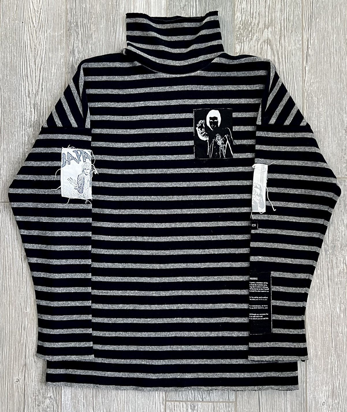 image of Aw2001-2002 Raf Simons Riot Riot Riot Black Patch Turtleneck, Men's (Size Large)
