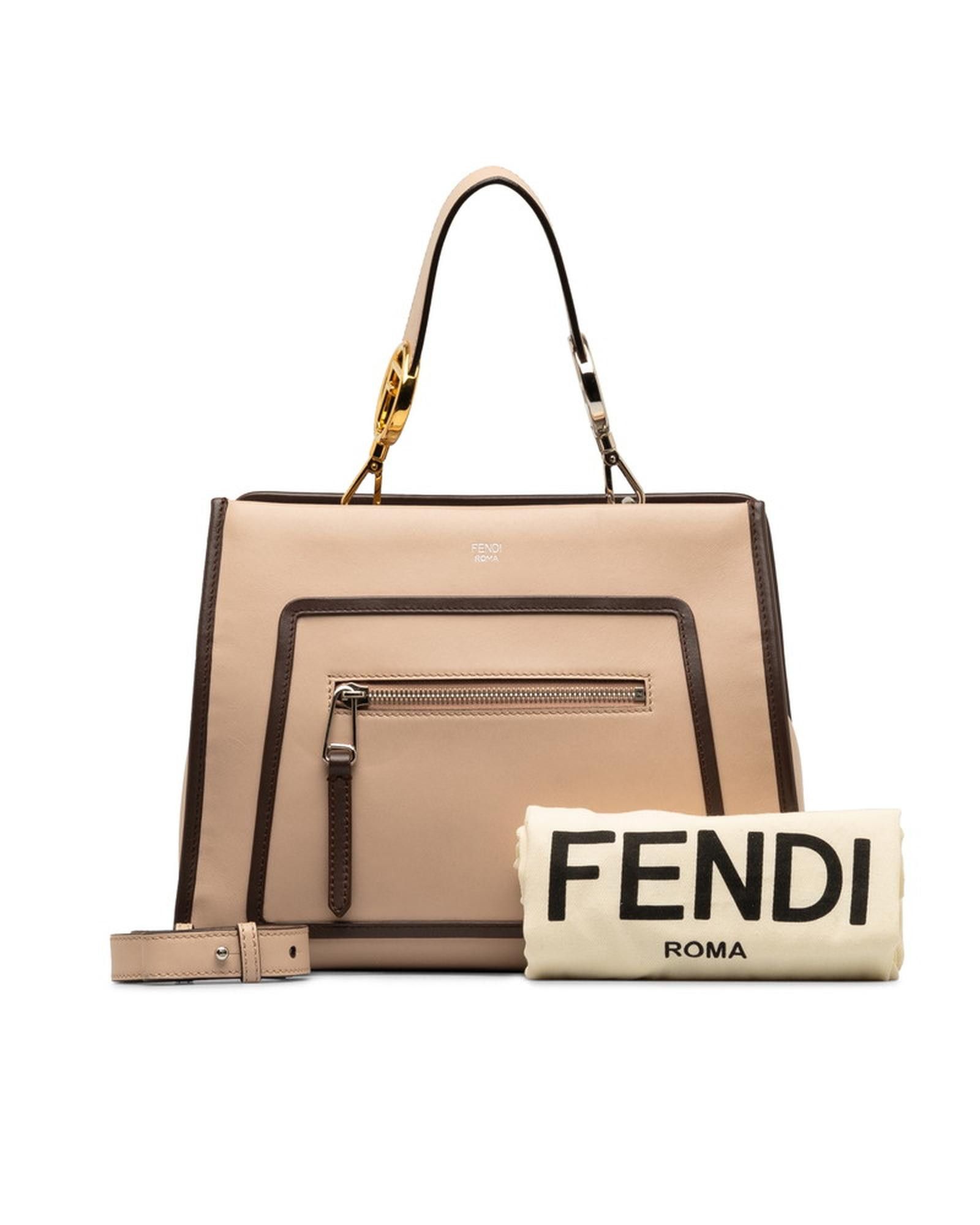 image of Leather Runaway Tote Bag By Fendi in Pink, Women's