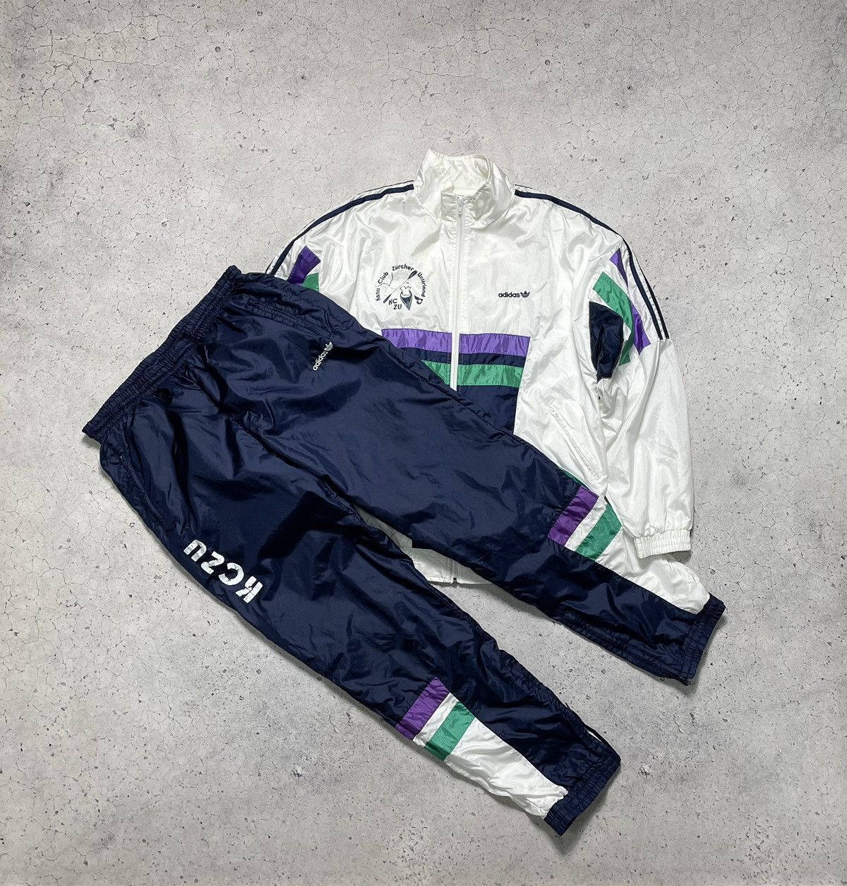 Vintage 90s Nylon Track Suit Adidas Jacket And Pants Y2K
