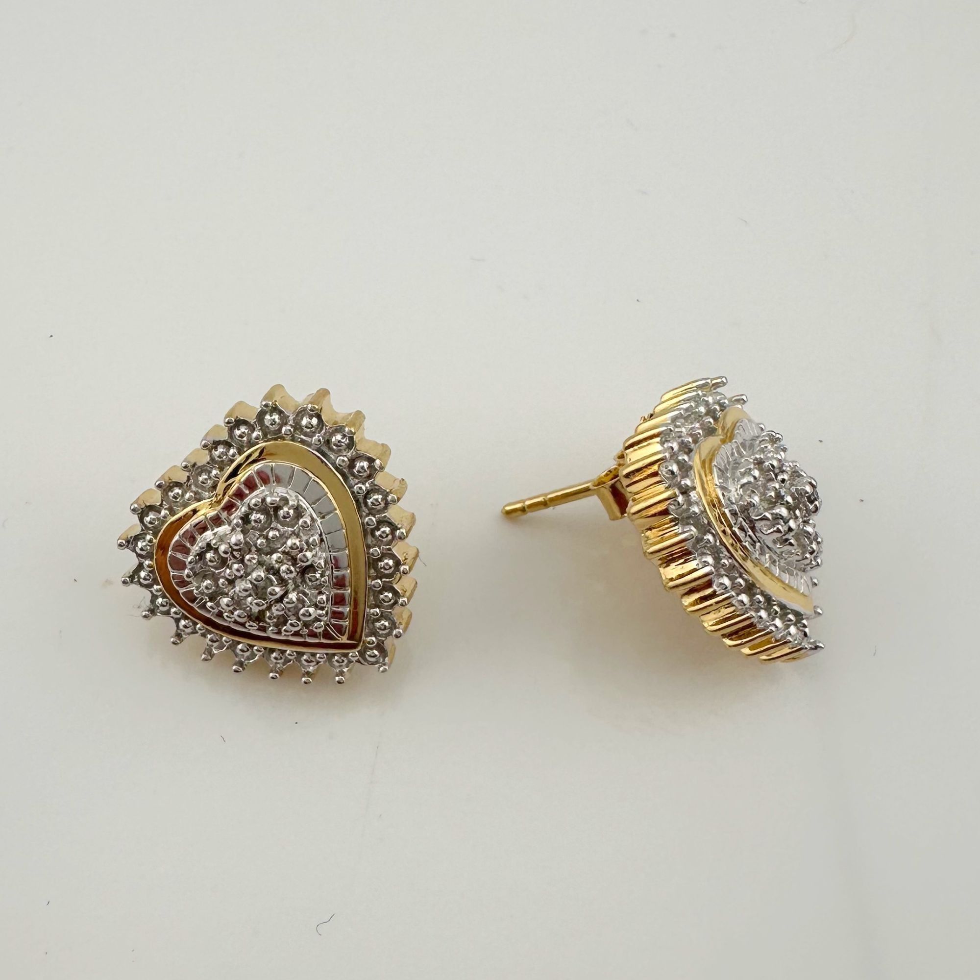 Other Two Tone Diamond Heart Stud Earrings in Sterling with 14 kt Size ONE SIZE - 6 Thumbnail