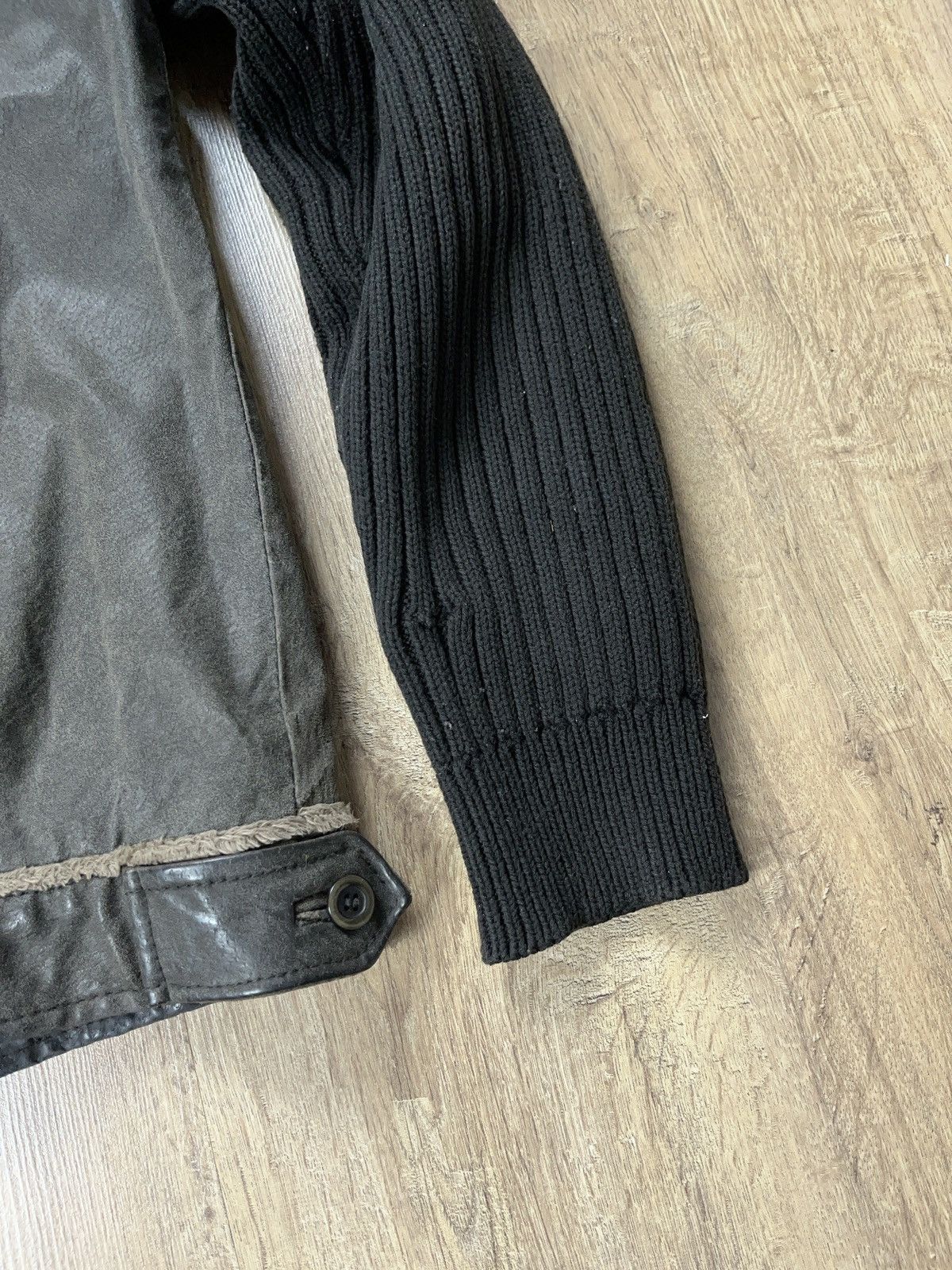 Genuine Leather × Japanese Brand ➕ vintage ribbed sleeves Sherpa genuine leather y2k jacket Size US M / EU 48-50 / 2 - 6 Thumbnail