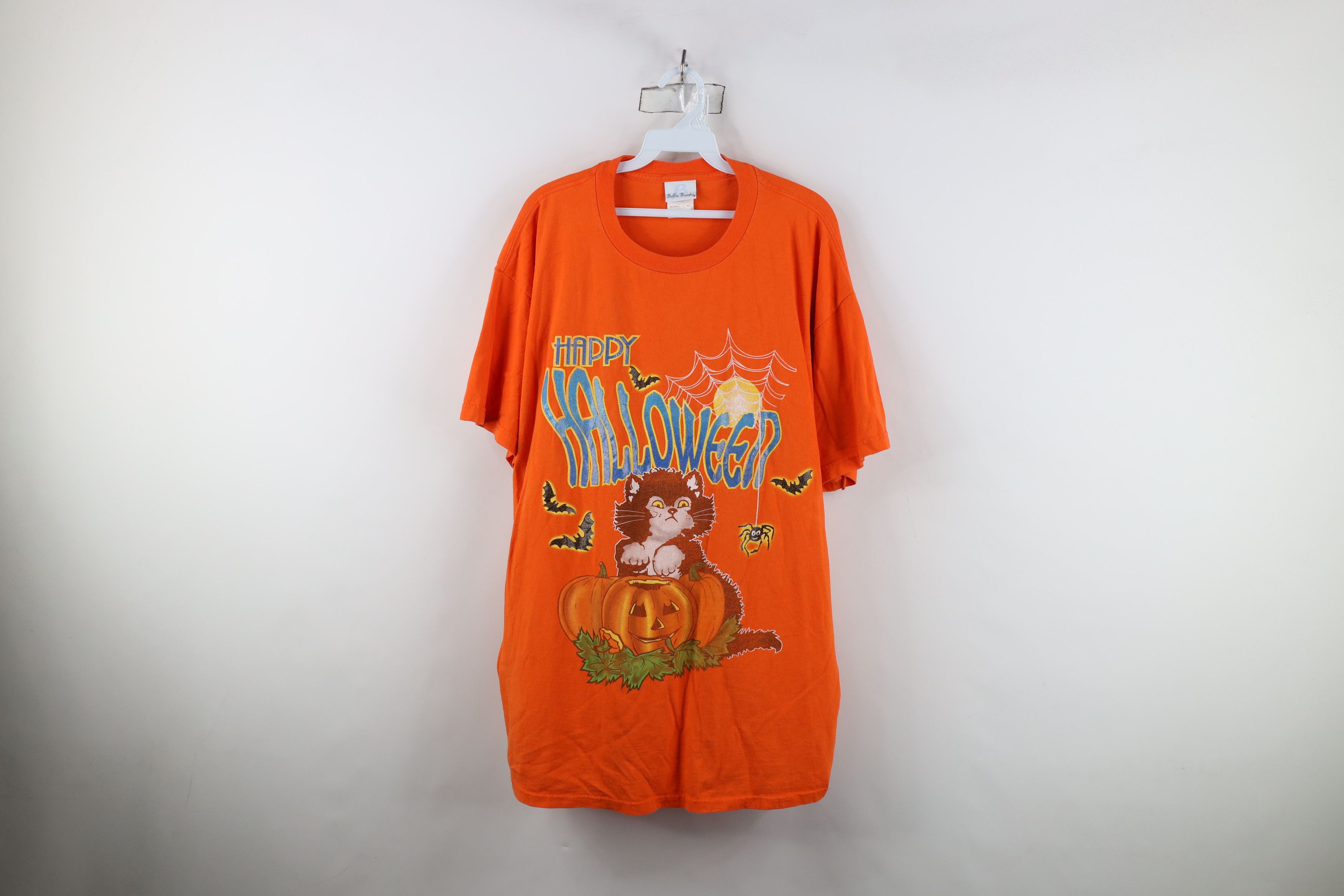 Vintage Vintage 90s Streetwear Happy Halloween Black Cat T-Shirt Size XL / US 12-14 / IT 48-50 - 1 Thumbnail