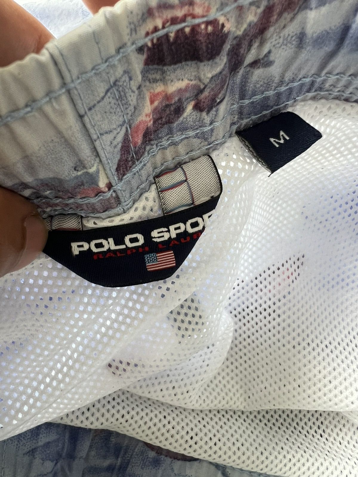 Polo Ralph Lauren × Ralph Lauren Sport Vintage Polo Sport RL Shark Printed Swim Trunks Shorts Size US 34 / EU 50 - 6 Thumbnail