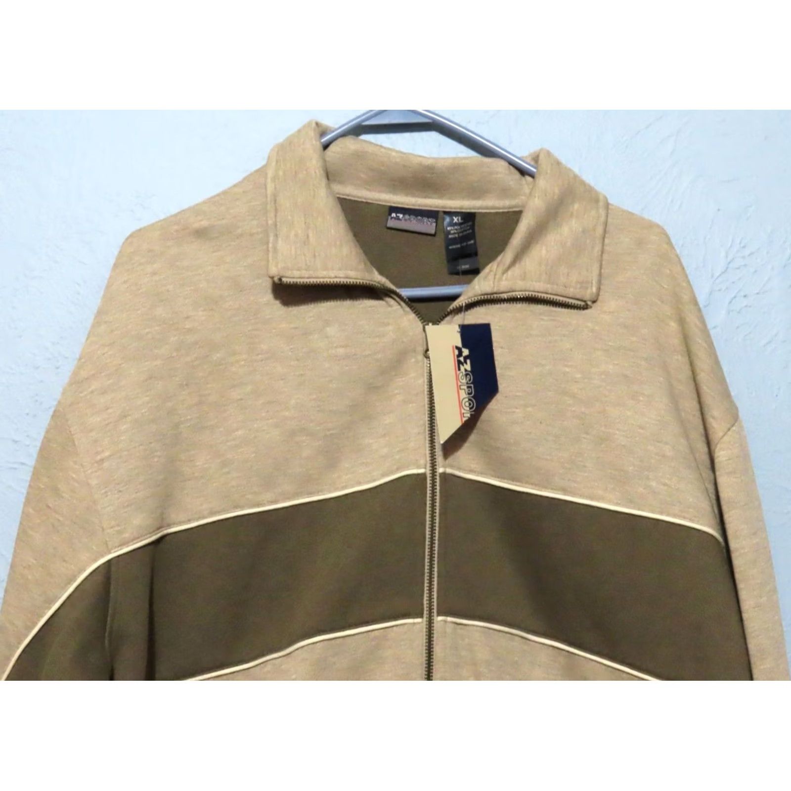 Vintage AZ Sport Men's XL Full Zip Jacket Collared Khaki Heather Zip Sweatshirt NWT Windbreaker Casual Size US XL / EU 56 / 4 - 3 Thumbnail