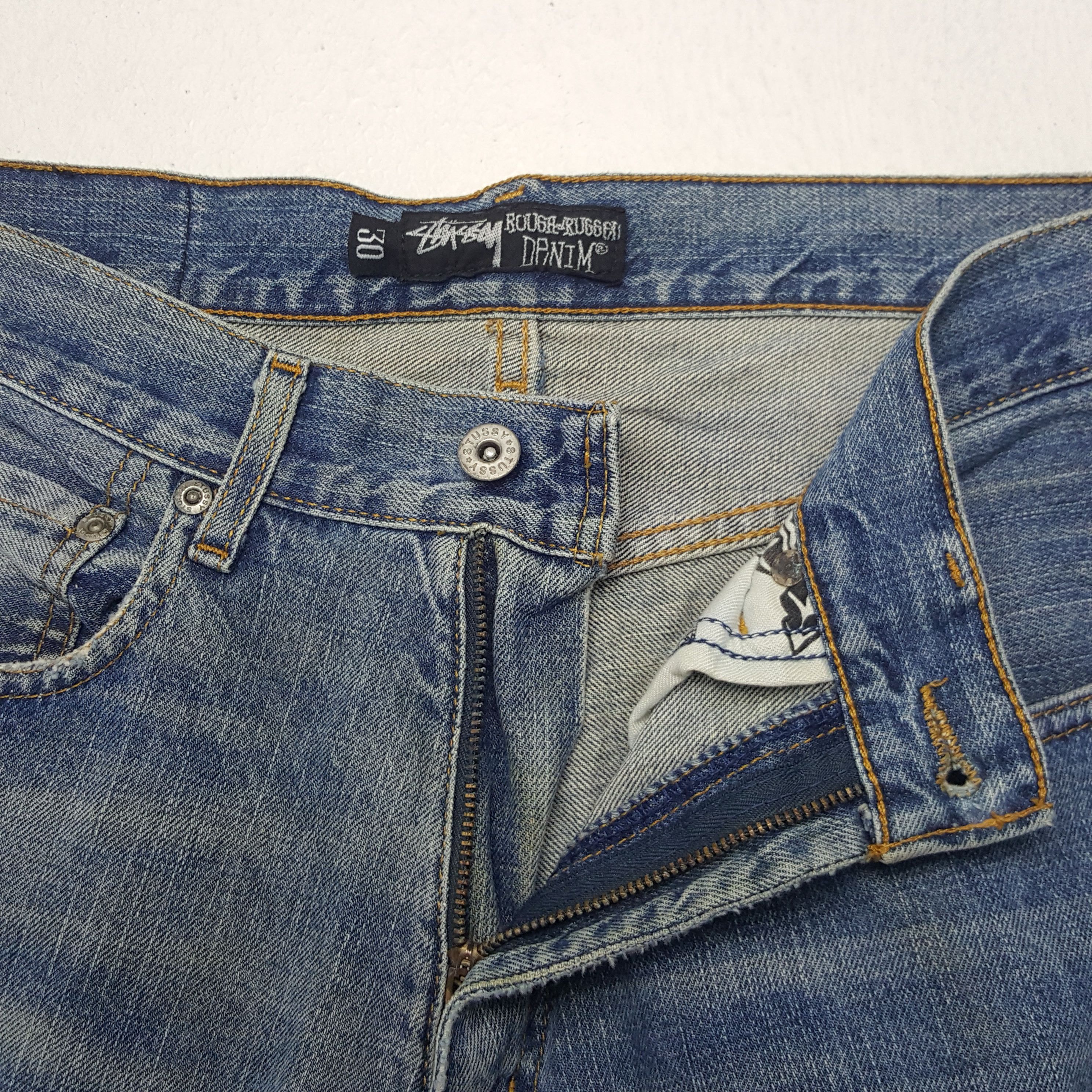 Stussy × Vintage Vintage Stussy Workgear Custom Art Logo Denim Jeans Size US 30 / EU 46 - 12 Thumbnail