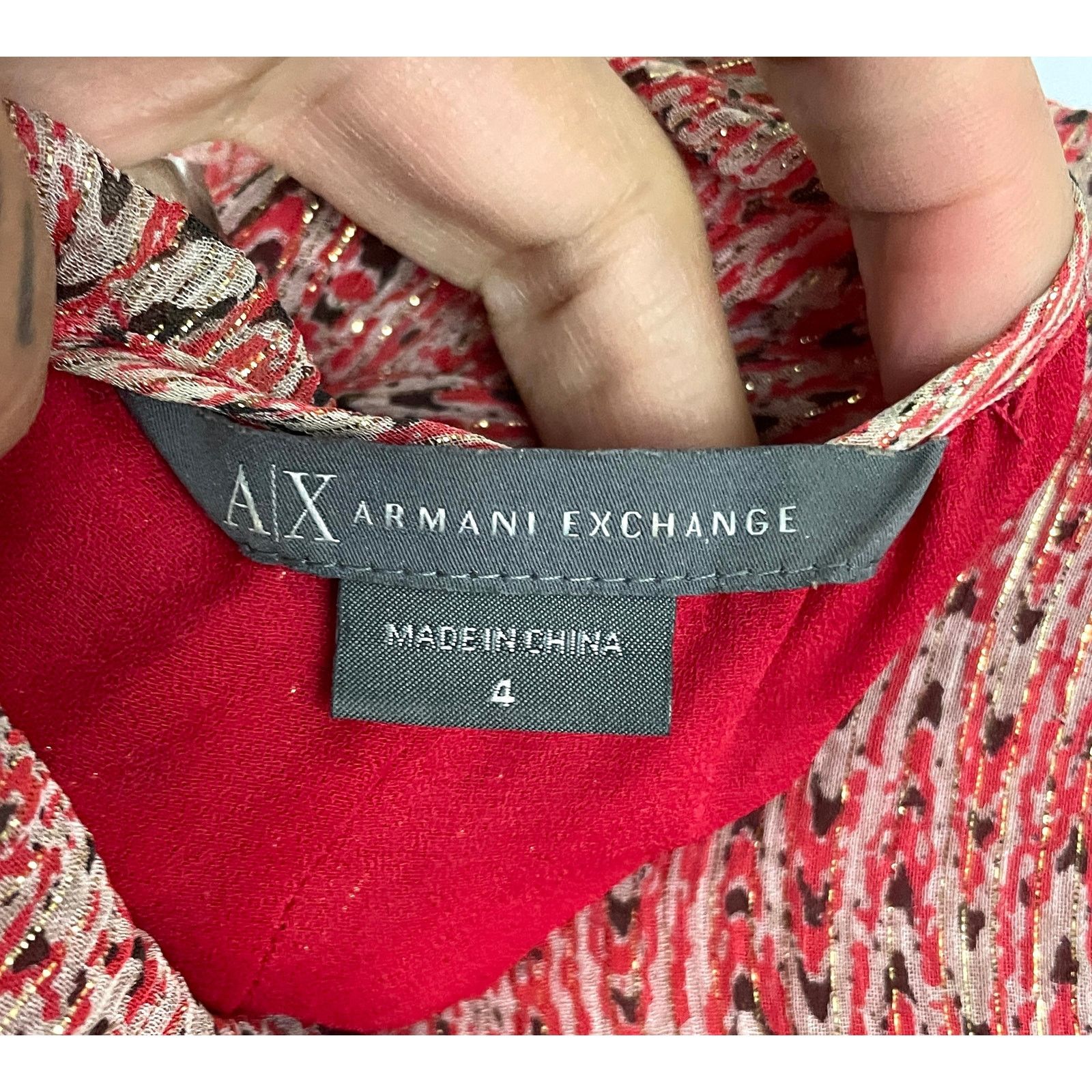 Armani Exchange Armani Exchange AX Silk Abstract Metallic Dress Sz 4 Size S / US 4 / IT 40 - 3 Thumbnail