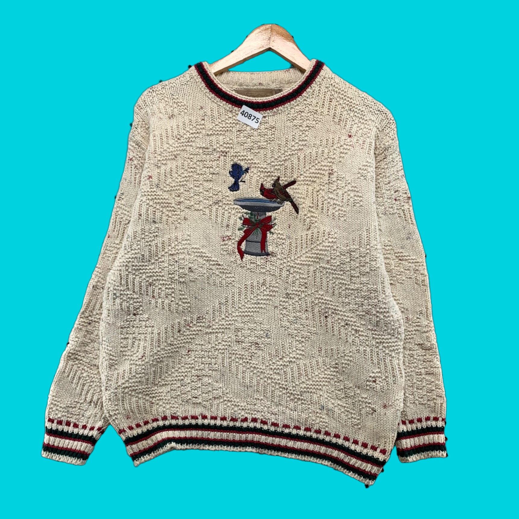 Vintage VINTAGE Shenandoah Sweater Womens Medium Beige Knit Embroidered Bird Fair Isle USA Size M / US 6-8 / IT 42-44 - 1 Thumbnail