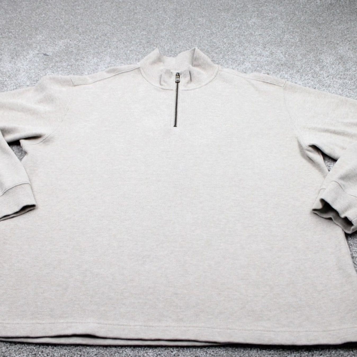 Rodd & Gunn Rodd & Gunn Sweatshirt Mens 3XL Beige 1/4 Zip L/S Pullover Knit Cotton Mock Neck Long Sleeve Solid Logo Zipper Vintage No Size US XXL / EU 58 / 5 - 2 Thumbnail