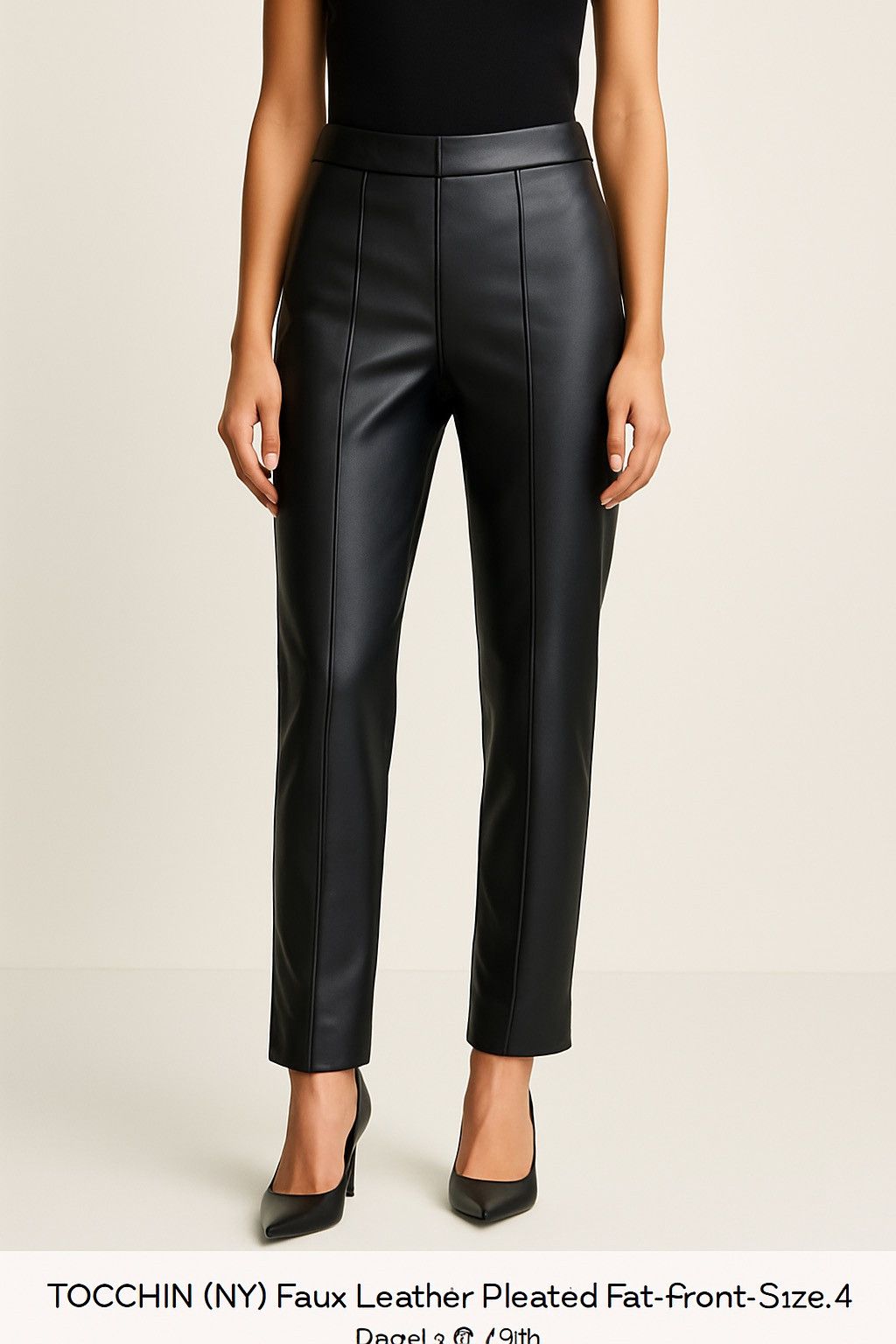 Other TOCCHIN (NY) Faux Leather Pleated Flat-Front Pants Size 4 Size 27" / US 4 / IT 40 - 1 Thumbnail
