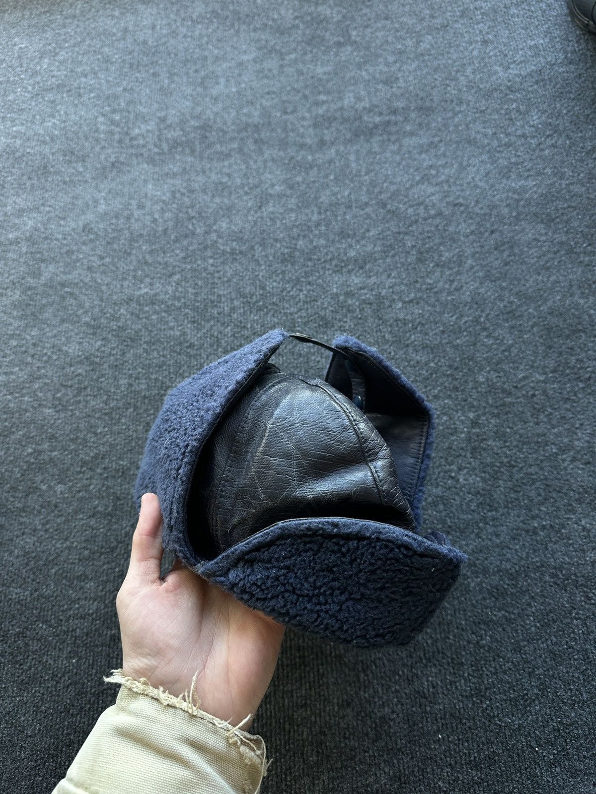 Vintage 🚨Y2K HYPE LEATHER FUZZY AVIATOR USHANKA HAT bubble Size ONE SIZE - 12 Thumbnail