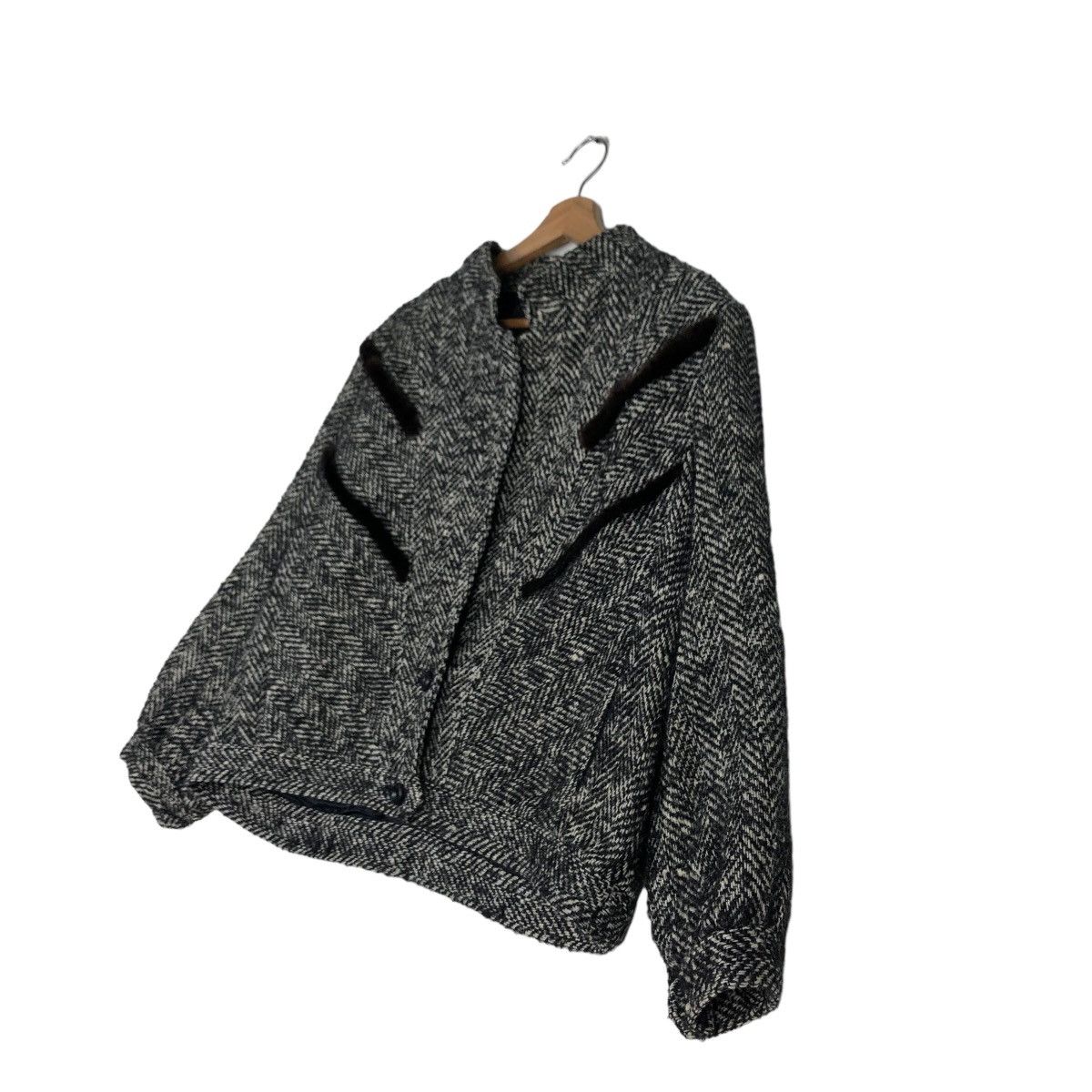 Japanese Brand 🔥Vtg Herringbone Wool Jacket Asymmetric Poxket Issey Miyake Size US M / EU 48-50 / 2 - 2 Thumbnail