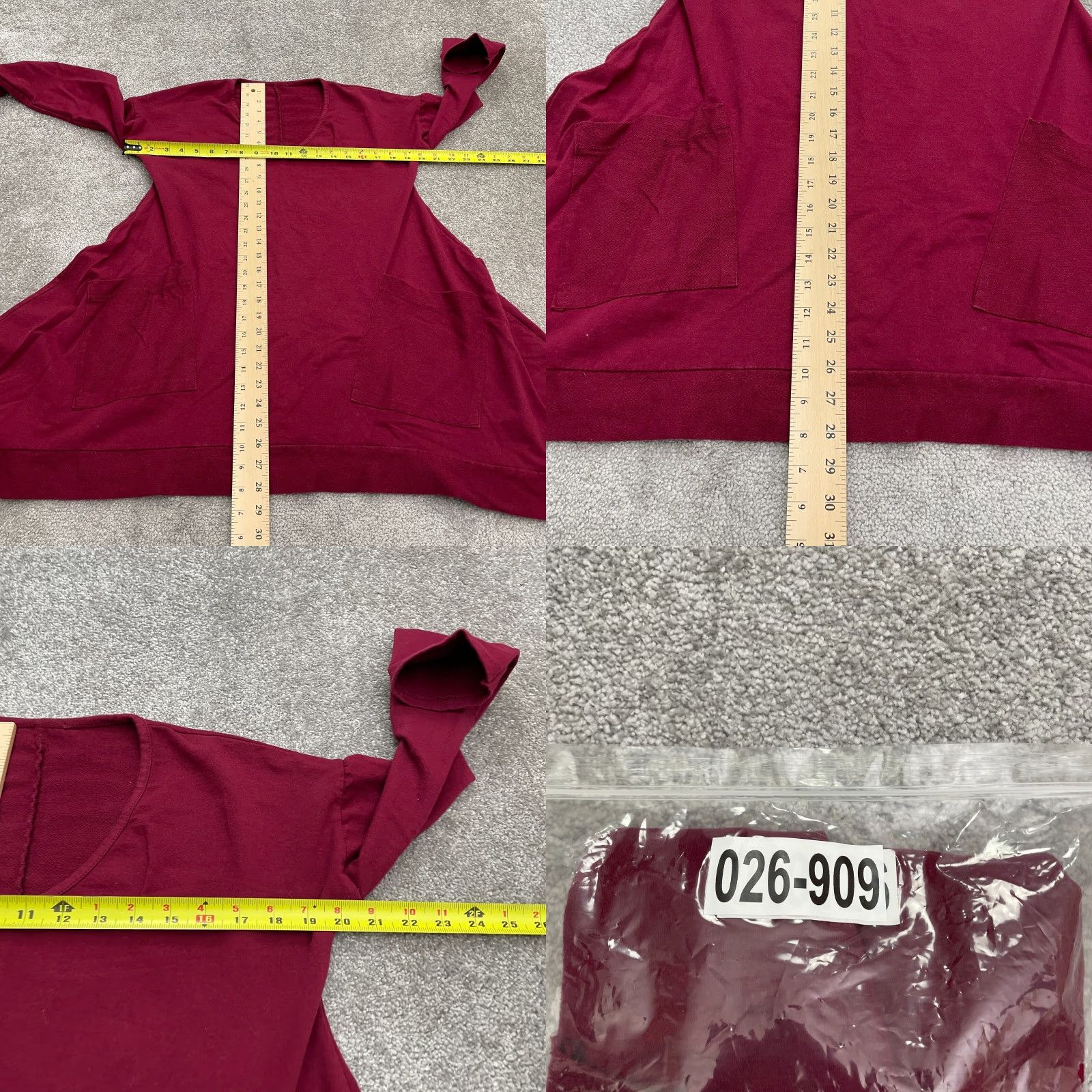 J Brand Italian Brand Blouse Womens One Size Red Pocket Long Pullover Top Tunic Relaxed Womens Size ONE SIZE - 8 Thumbnail
