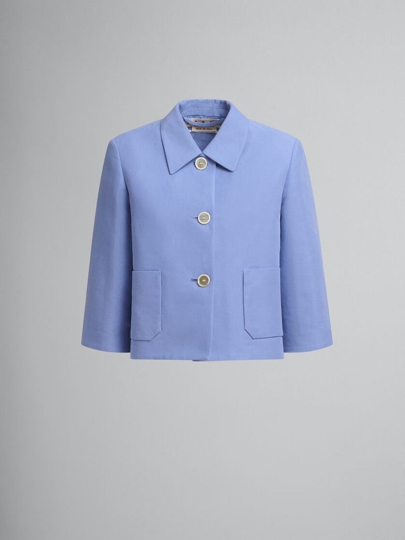 Marni o1f1d3z0326 Cady Cropped Jacket in Blue Size XL / US 12-14 / IT 48-50 - 1 Thumbnail