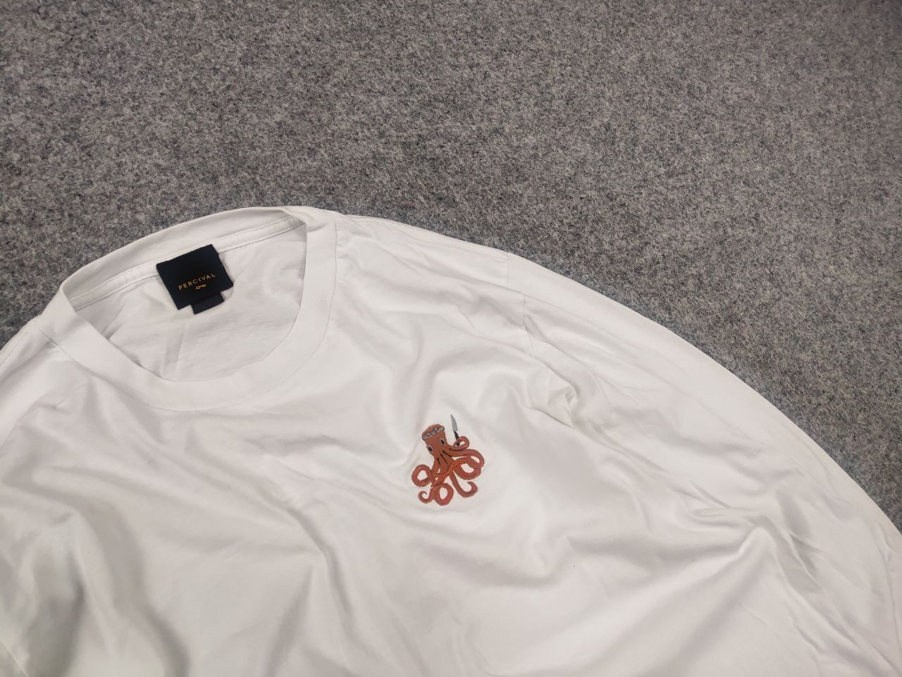 Percival Percival Design Logo White Cotton Regula Long Sleeve T Shirt Size US M / EU 48-50 / 2 - 4 Thumbnail
