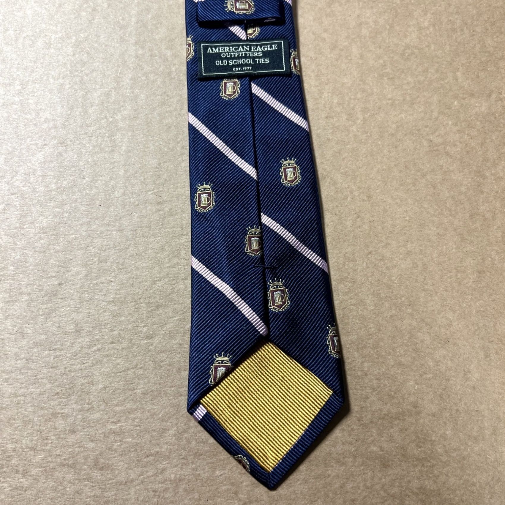 American Eagle Outfitters American Eagle Outfitters Men's Silk Tie Old School Navy/Pink Designer Classic Size ONE SIZE - 6 Thumbnail
