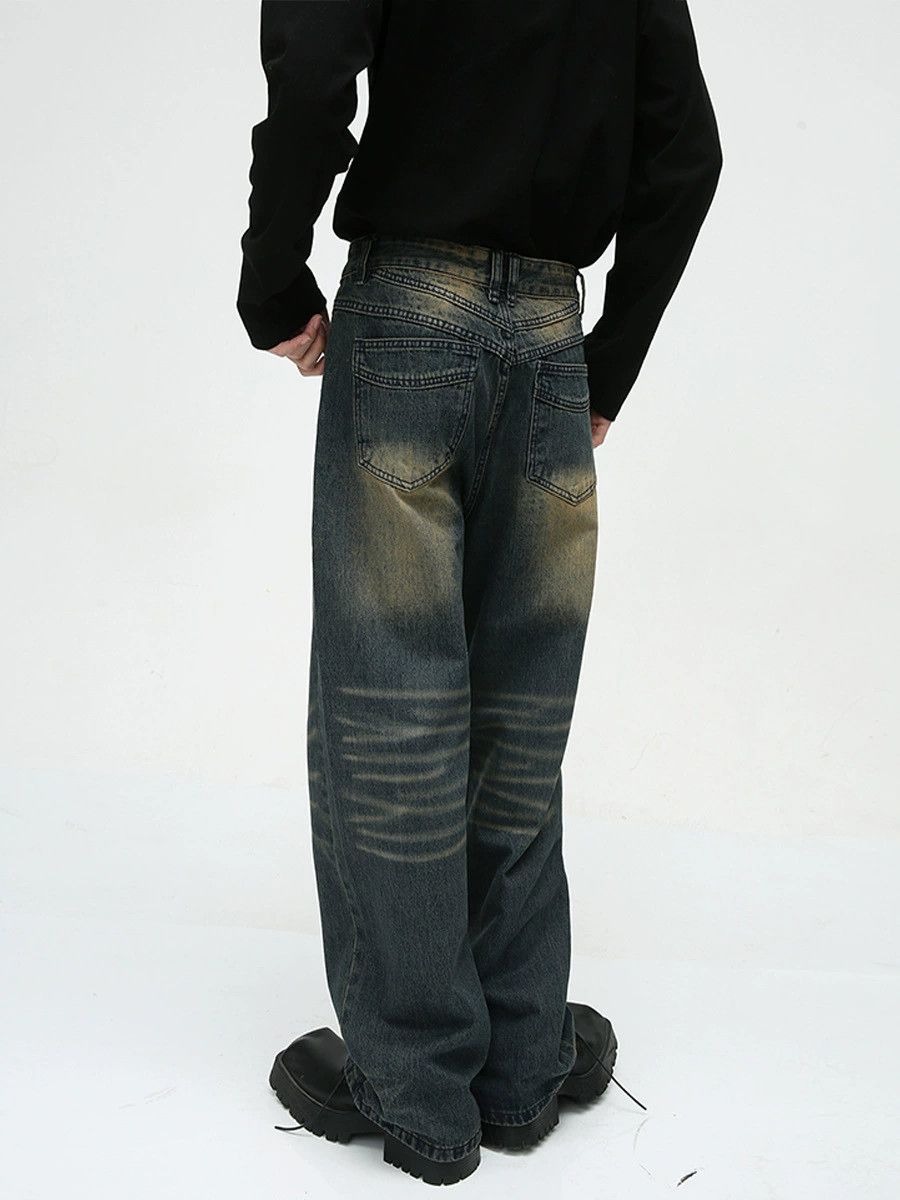 Vintage American washed distressed whisker wide-leg jeans Size US 32 / EU 48 - 4 Thumbnail