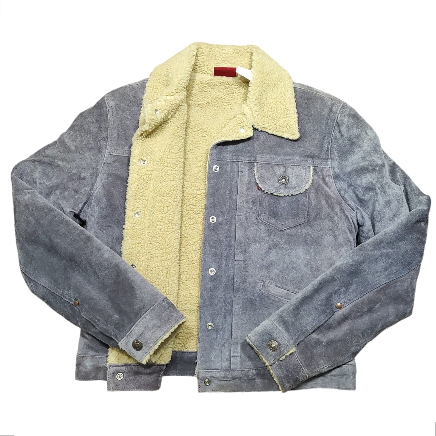 Levi's VINTAGE Levi's Trucker Jacket Suede Purple Womens Juniors M Medium Purple Suede Fur Trim 80s 90s Southwestern Western Casual Mens Womens Girls? Size M / US 6-8 / IT 42-44 - 2 Thumbnail