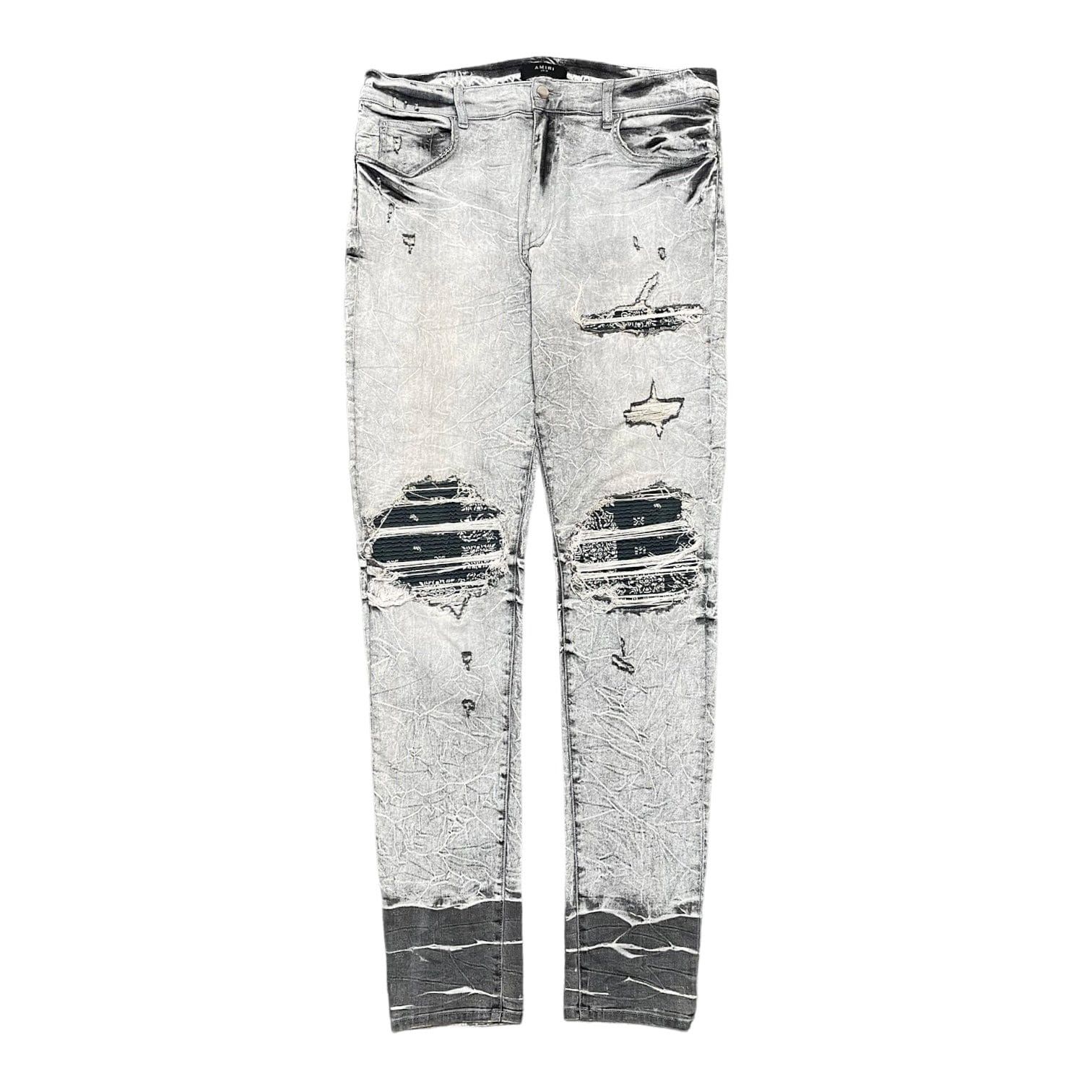 image of Amiri Mx1 Charcoal Bandana Patch Jeans Dirty White, Men's (Size 38)