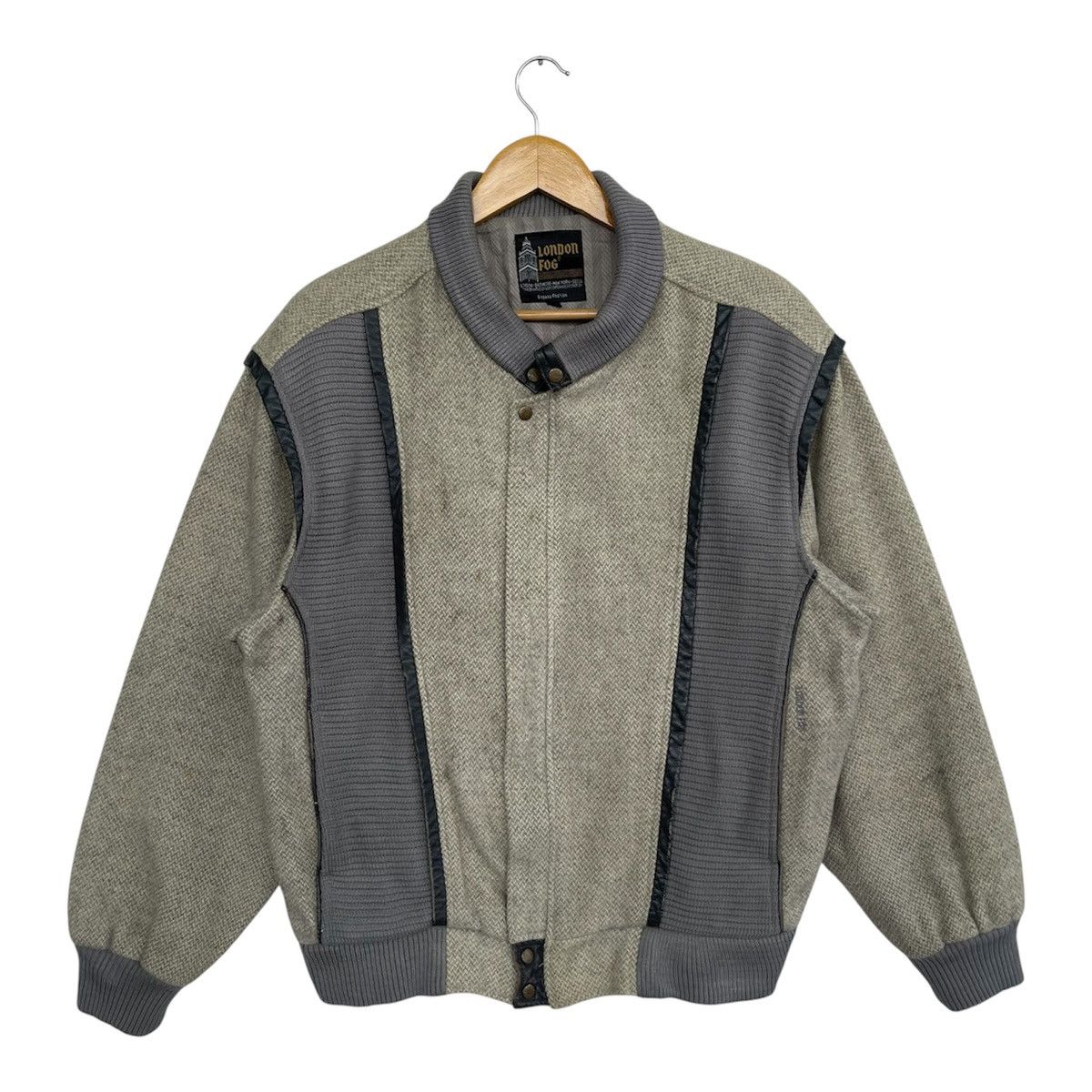 Vntage London Fog Wool Herringbone Bomber Jacket