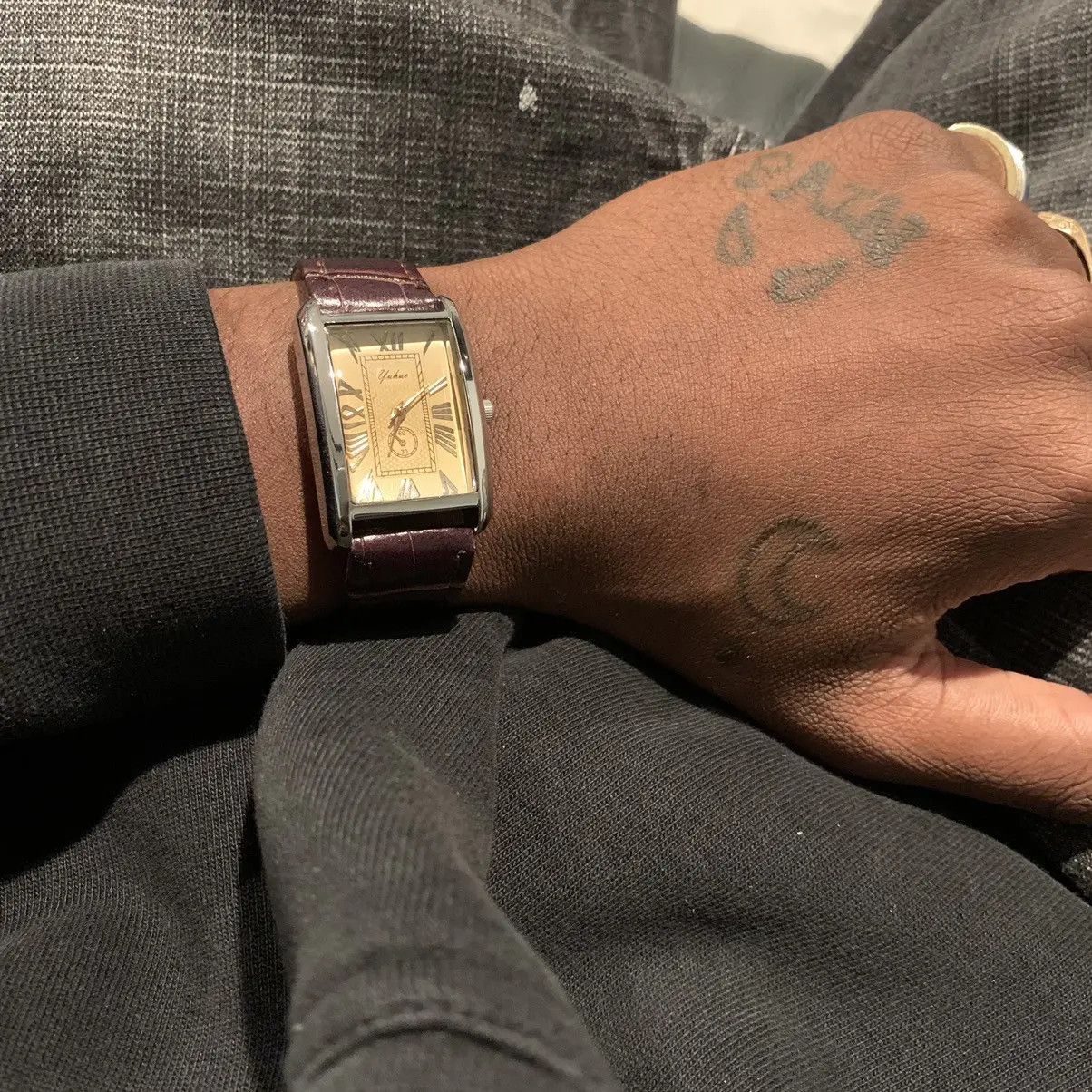 Archival Clothing x Vintage 90's Vintage Quiet Luxury Brown Leather Gold Watch, Men's