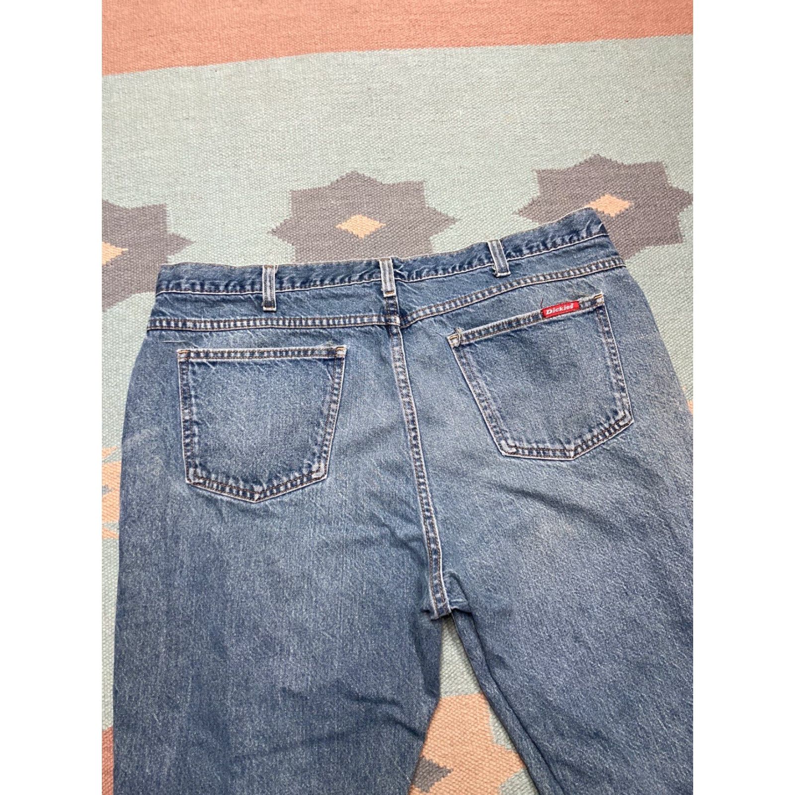 Dickies VINTAGE Dickies Jeans Baggy Straight Loose Relaxed Fit Skater Faded 38x31 Blue 90s Mens Jeans Size US 38 / EU 54 - 3 Thumbnail