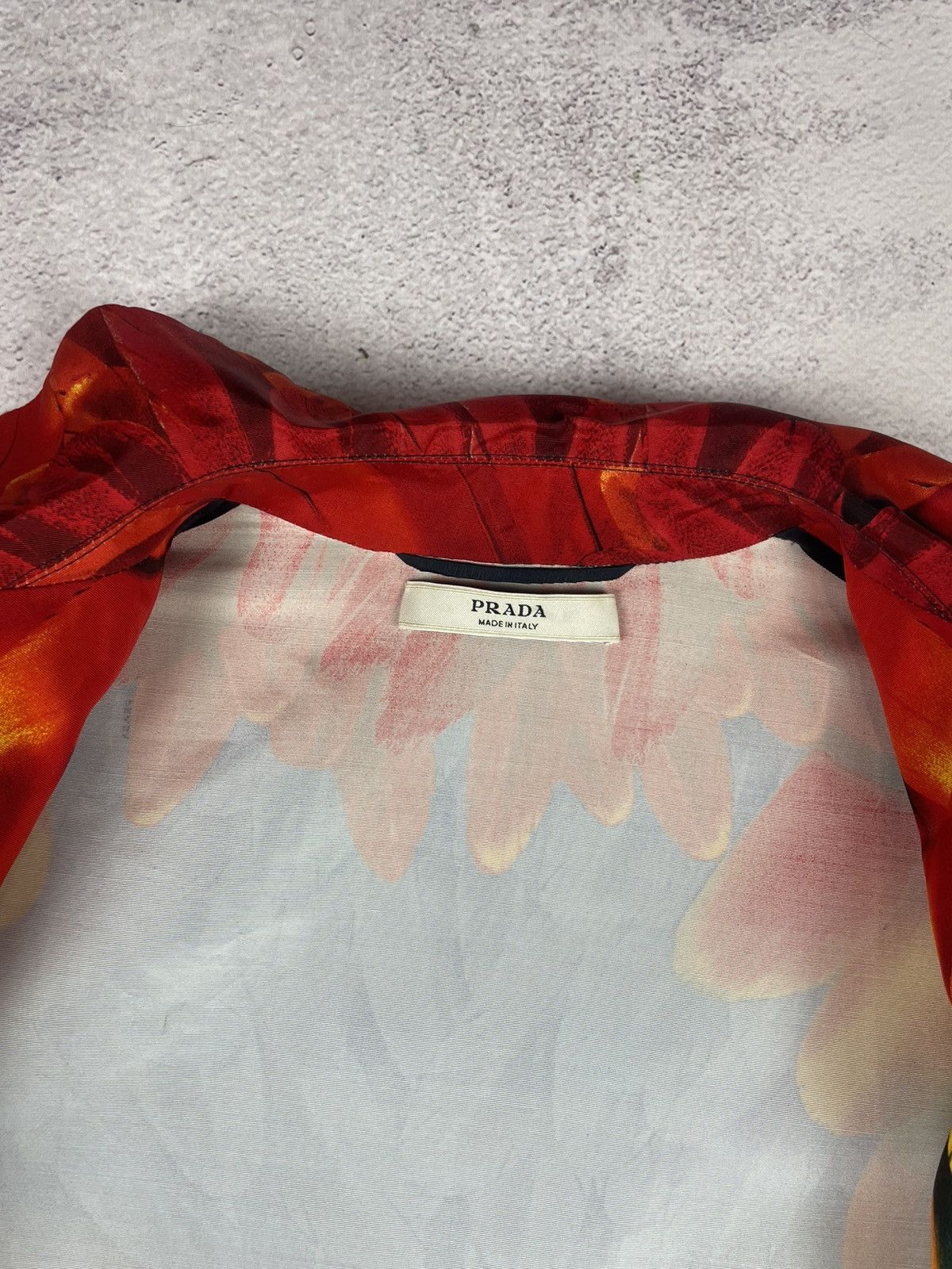 Prada PRADA 100% Silk Multicolor Feather Pattern Coat With Belt Size M / US 6-8 / IT 42-44 - 13 Thumbnail