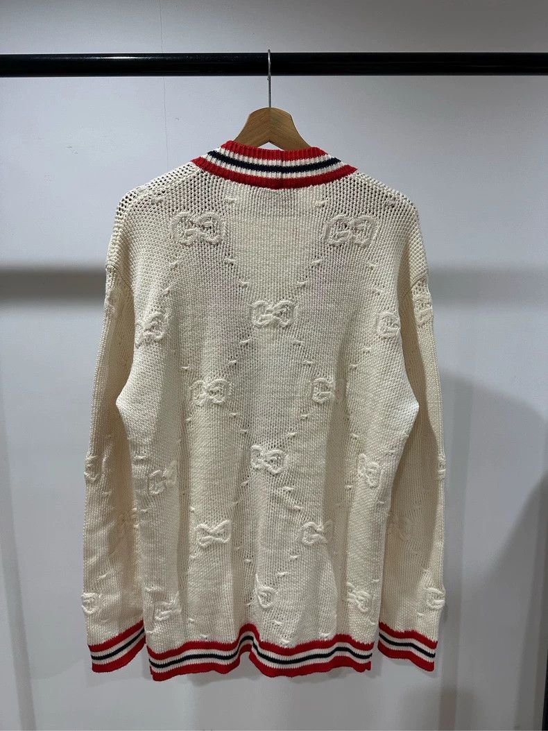 Gucci Gucci Milky white college style GG full print logo cardigan Size US S / EU 44-46 / 1 - 2 Thumbnail